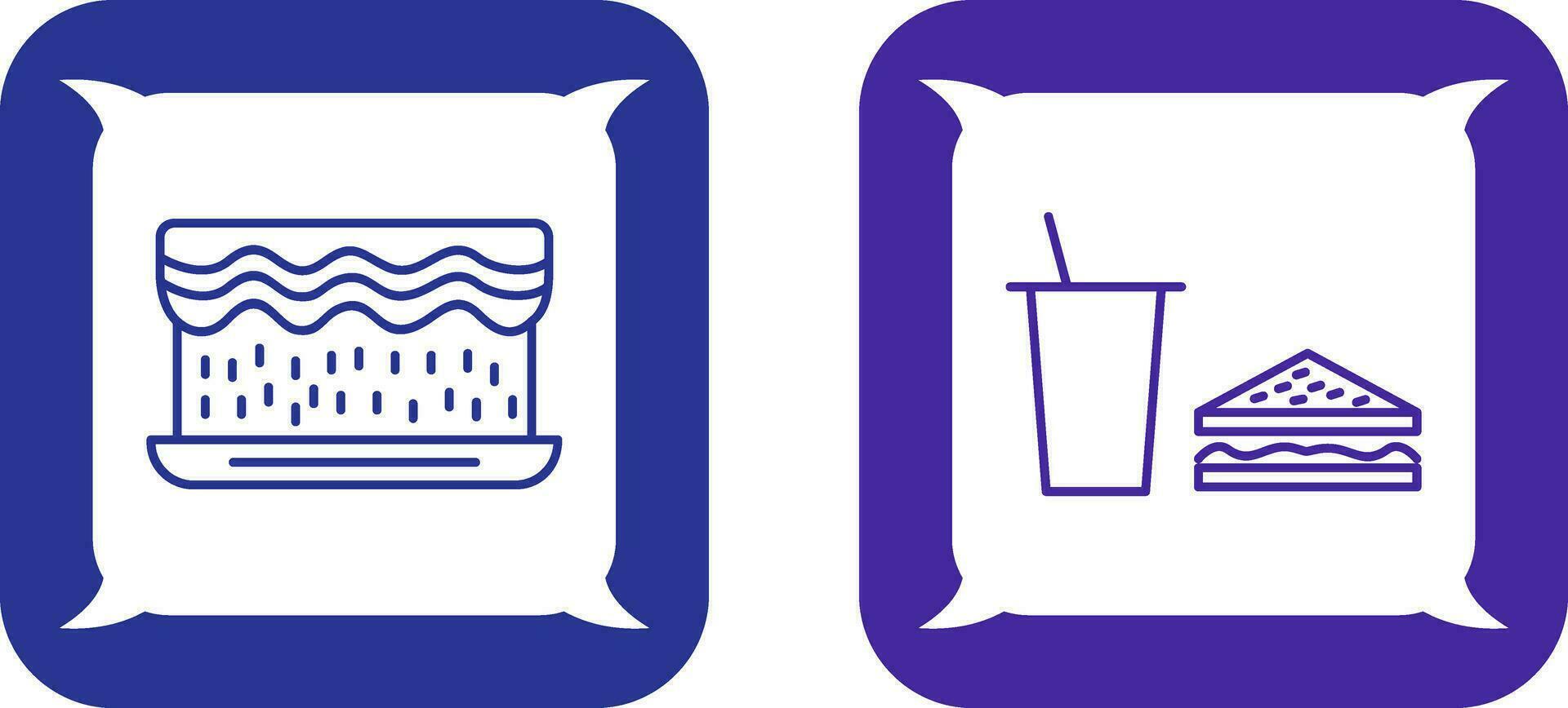 cream cake and lunch bistro Icon vector