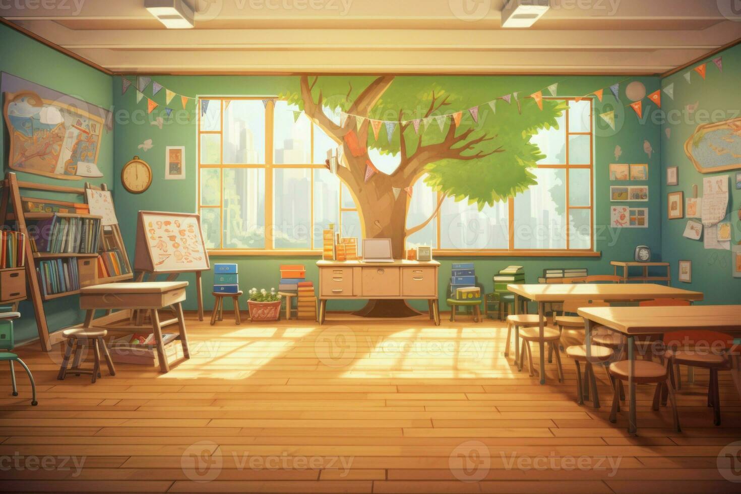 Joyful Classroom preschool. Generate Ai photo