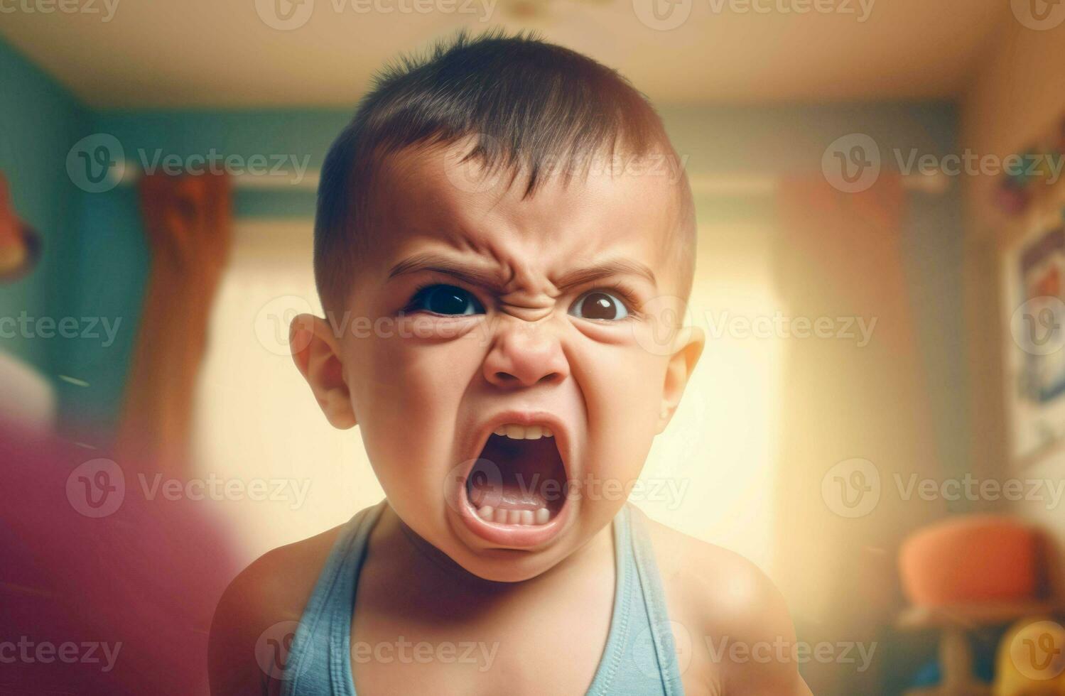Shouting little boxer fighting. Generate ai photo