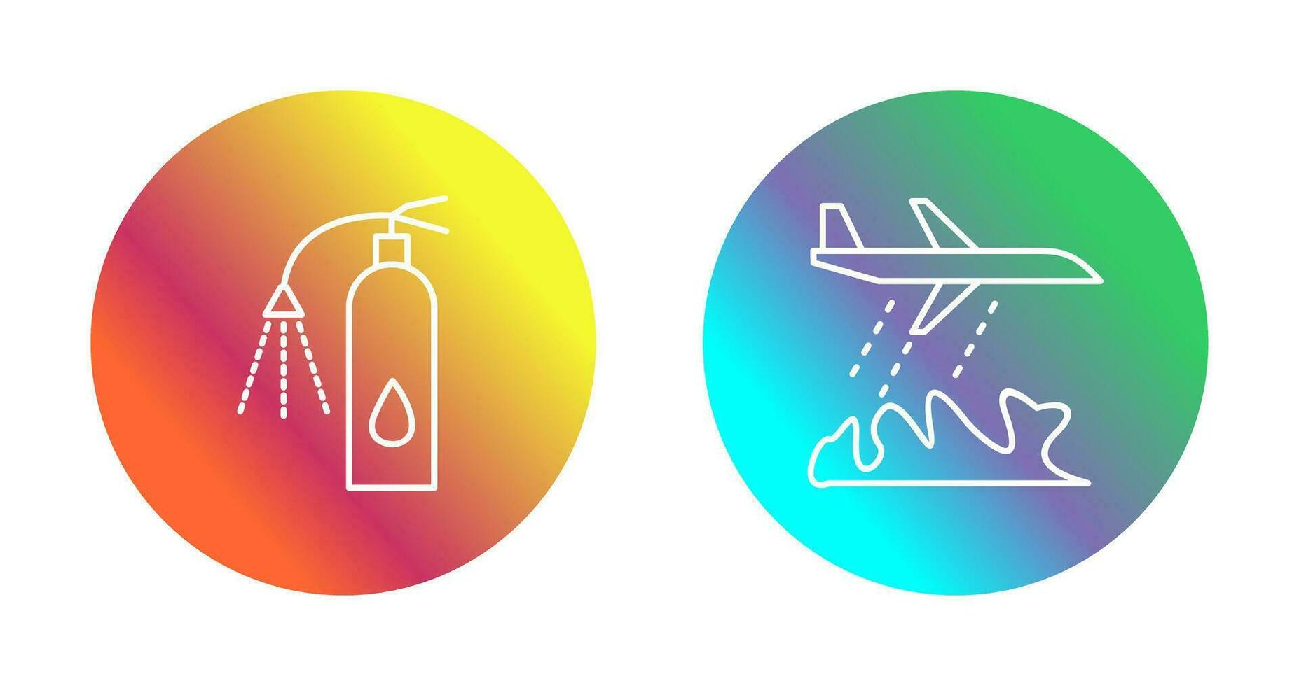 using extinguisher and firefighter plane  Icon vector