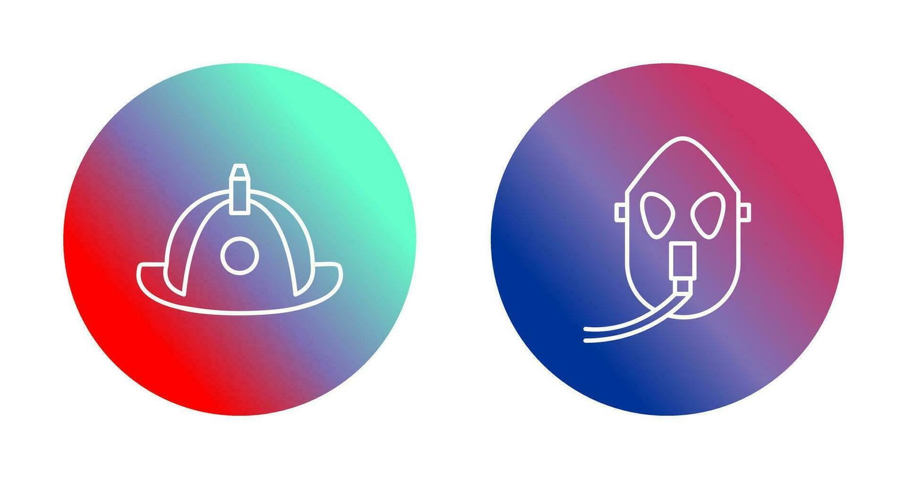 firefighter hat and Oxygen mask Icon vector
