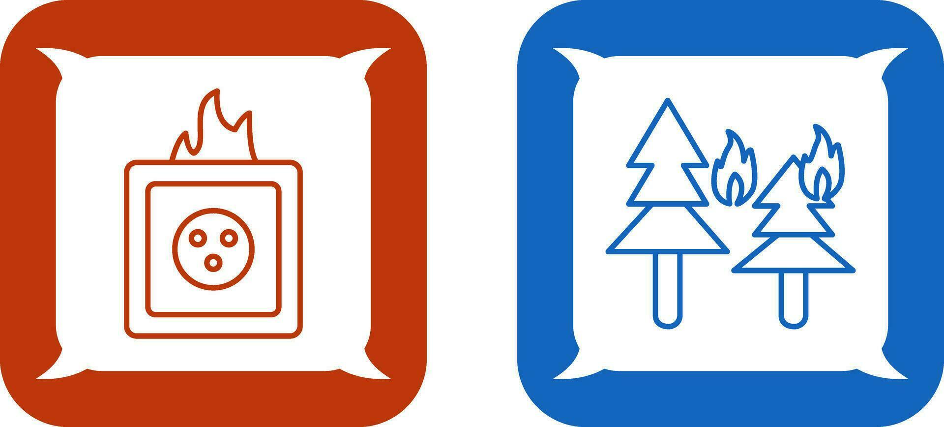 fire in forest and fire in socket Icon vector