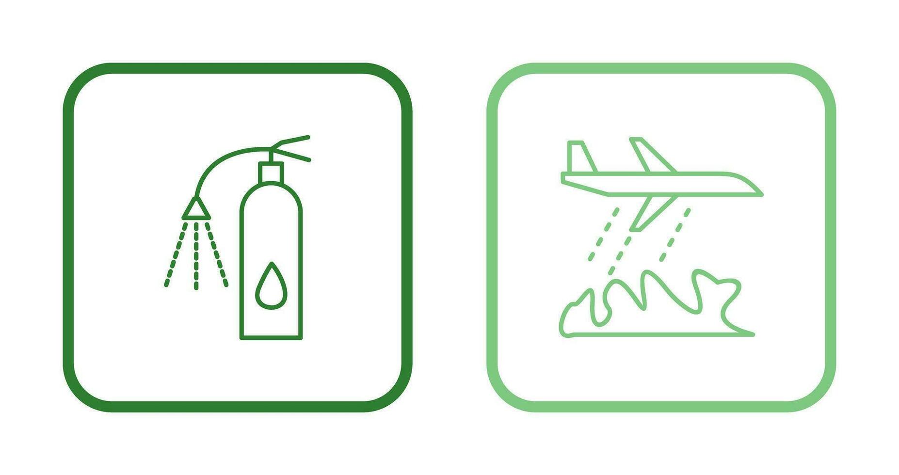 using extinguisher and firefighter plane  Icon vector