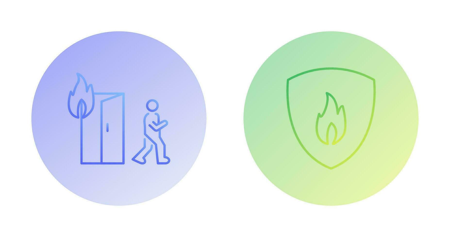 running from fire and fire shield  Icon vector