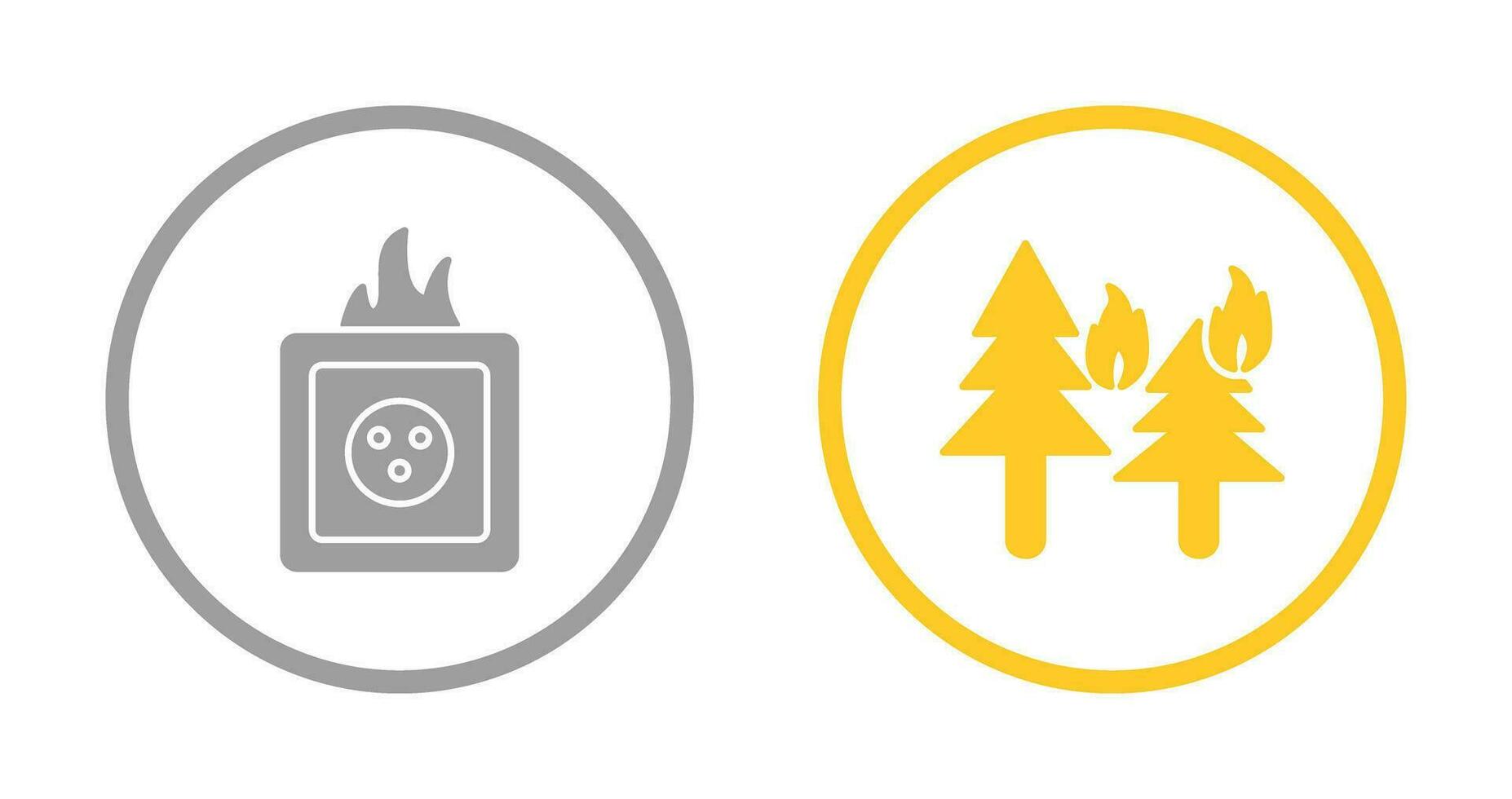 fire in forest and fire in socket Icon vector