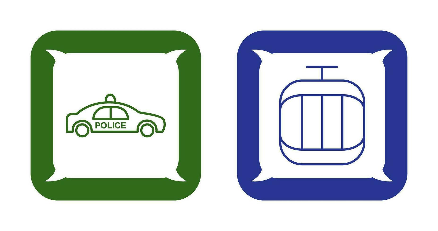 Police Car and Cable Car Icon vector