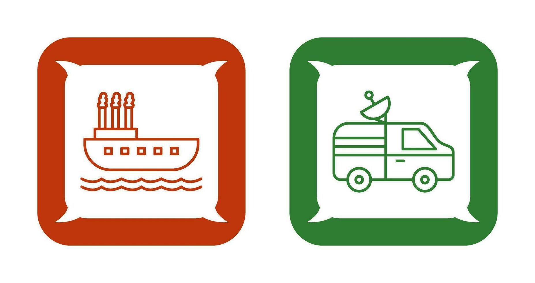 Steamboat and News Van Icon vector