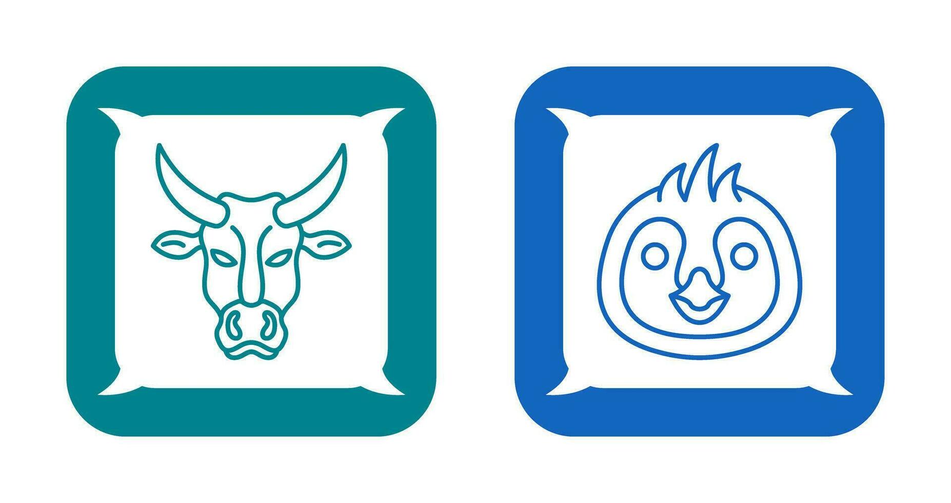 Cow and Penguin Icon vector