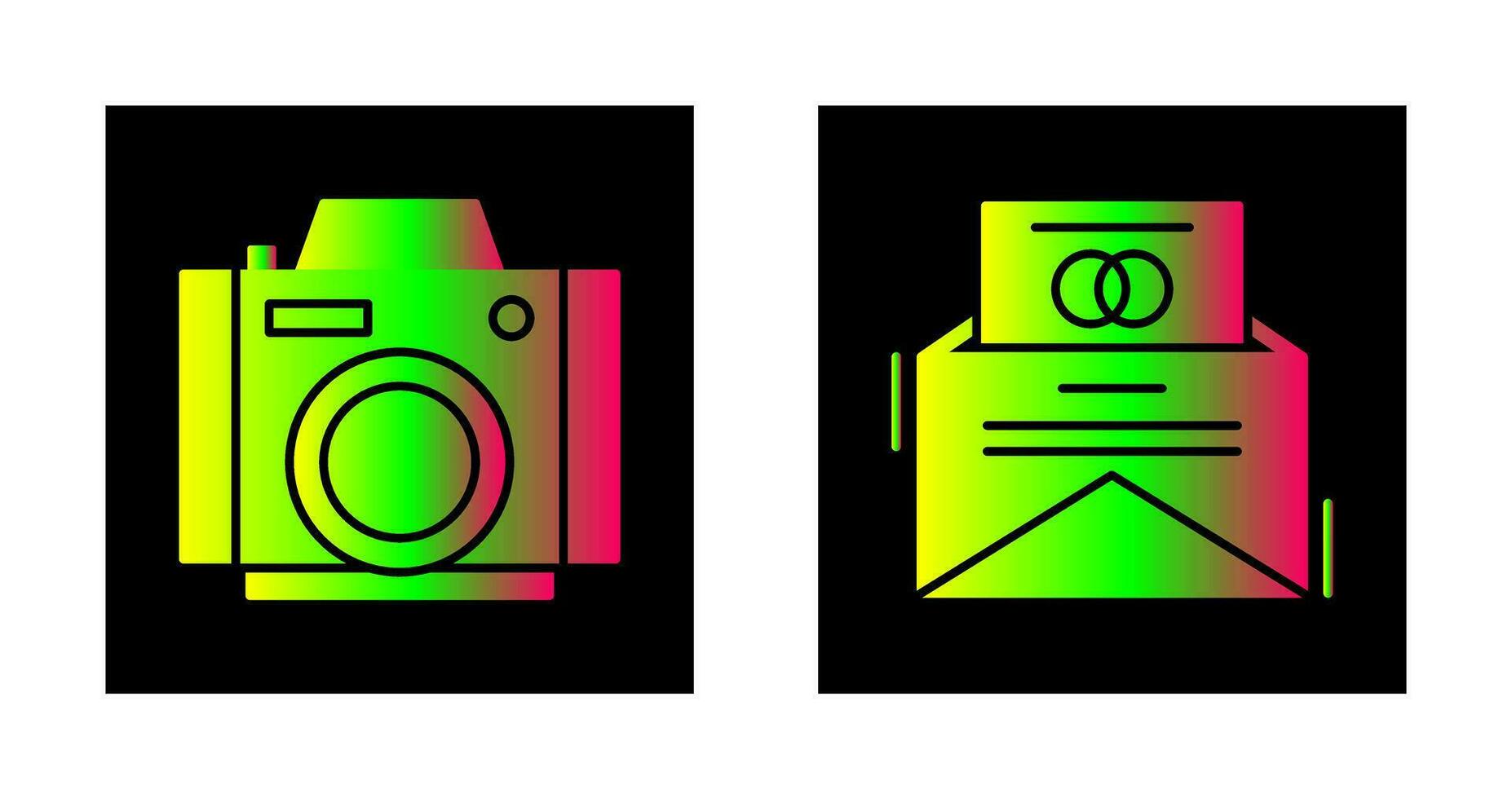 Photo Camera and Invitation Card Icon vector