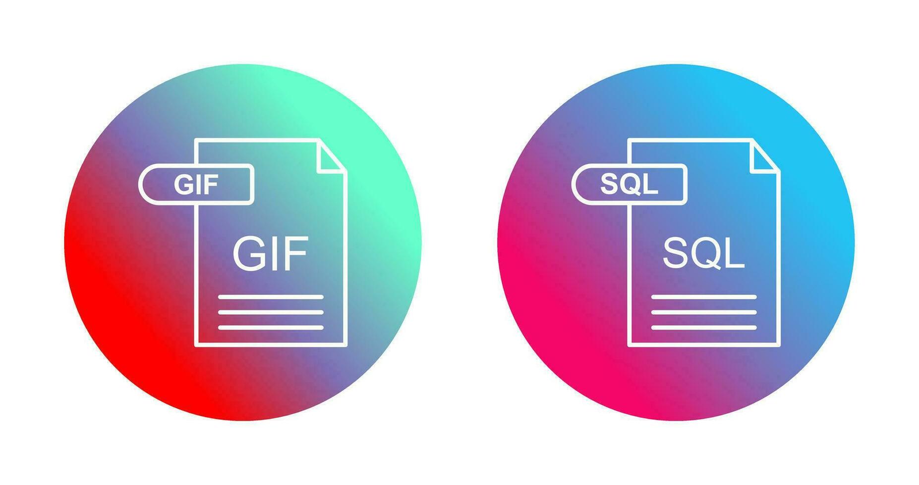 GIF and SQL Icon vector
