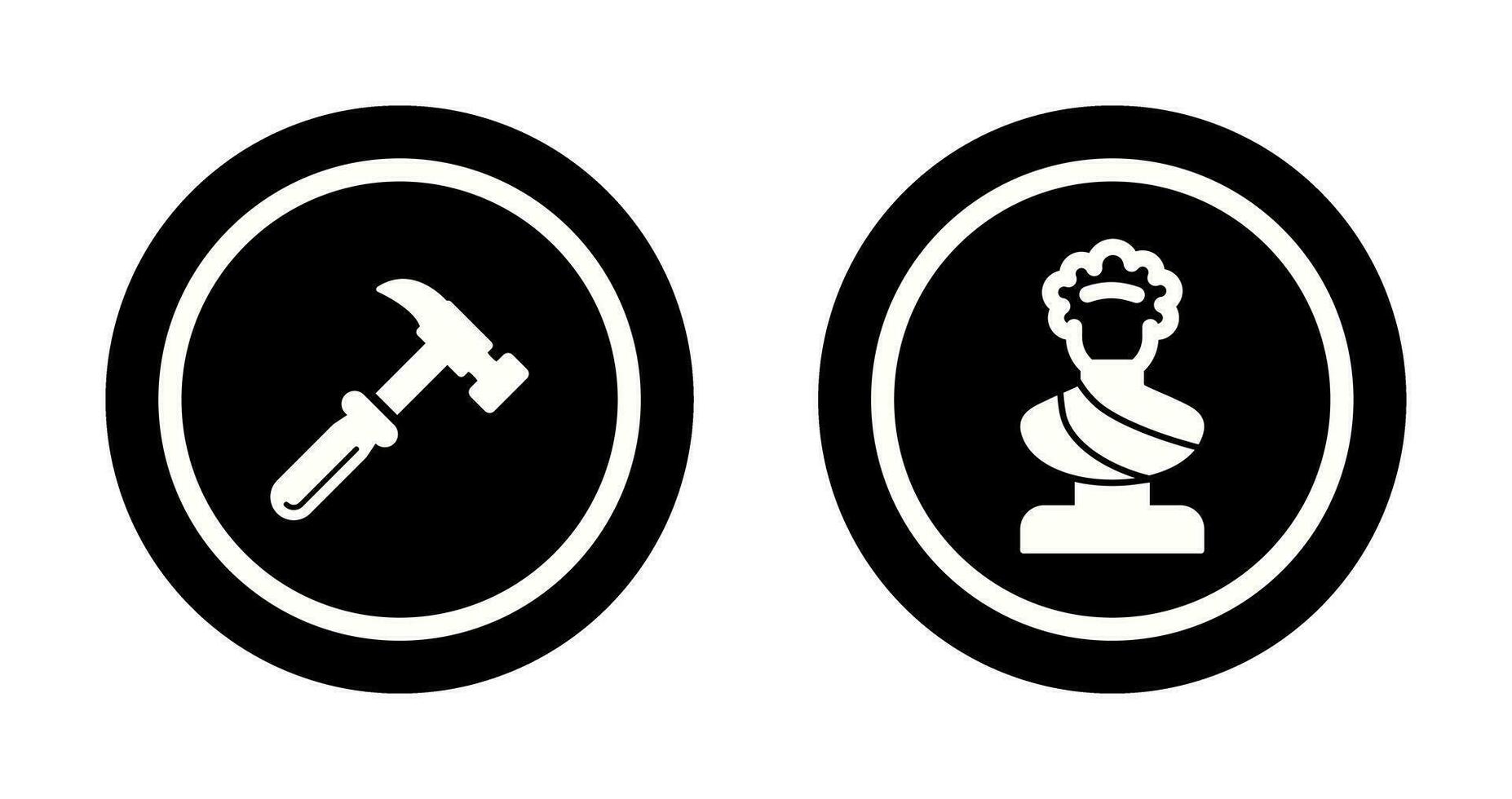 martillo y estatua icono vector