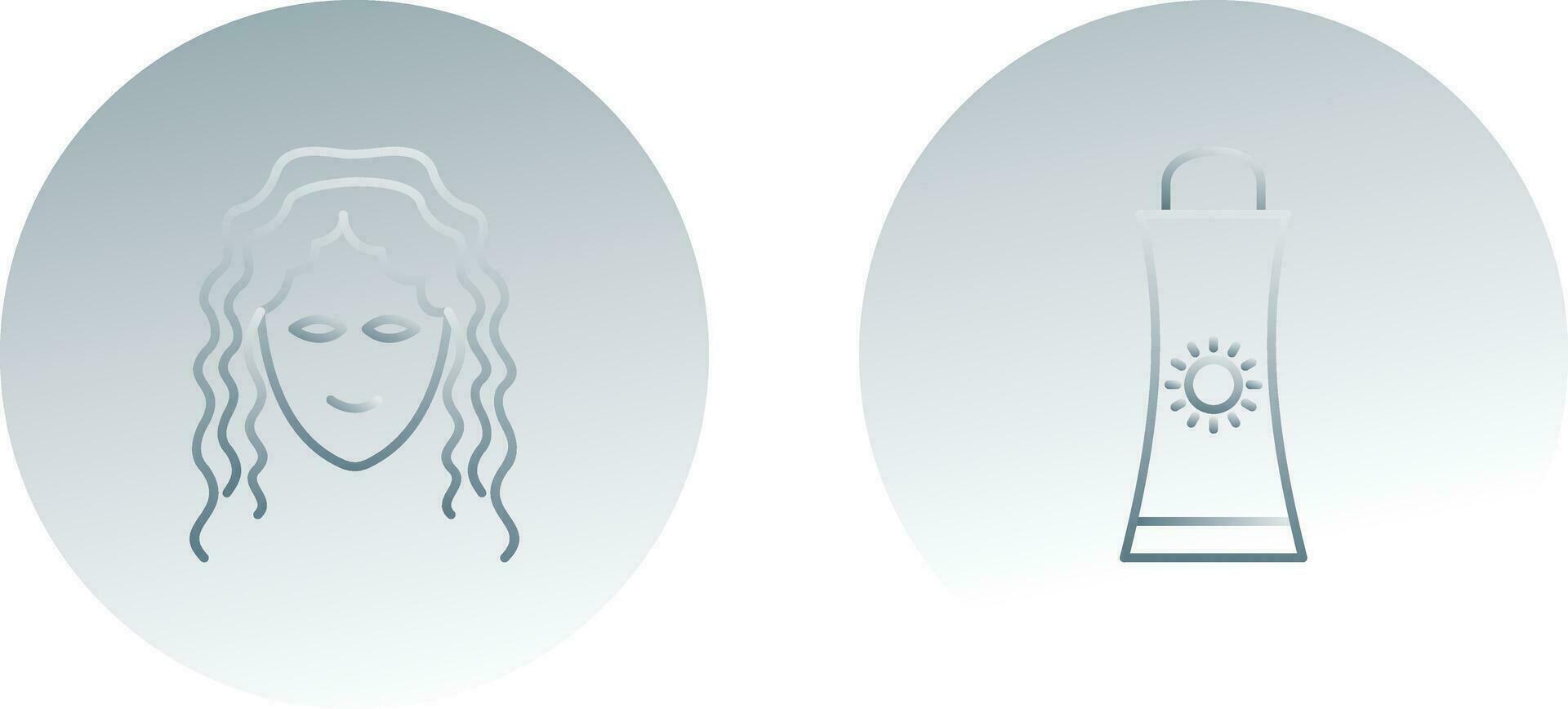 Sunblock Cream and Hair Curly Icon vector