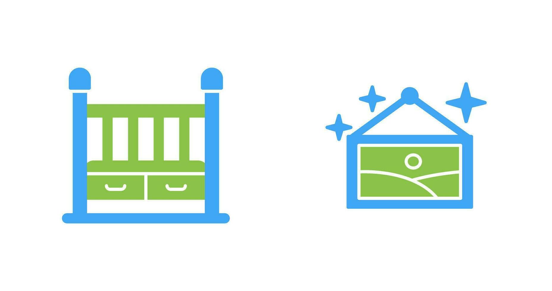 Baby Crib and Picture Icon vector