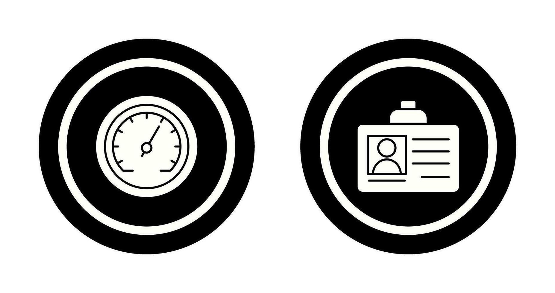 carné de identidad tarjeta y velocímetro icono vector