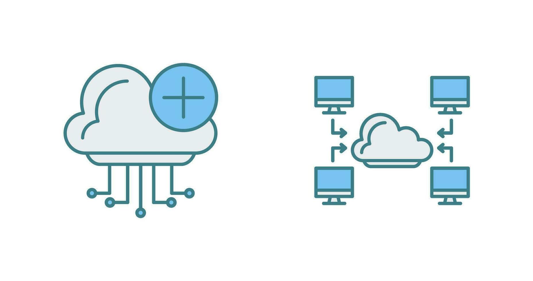 nube informática y computadora icono vector