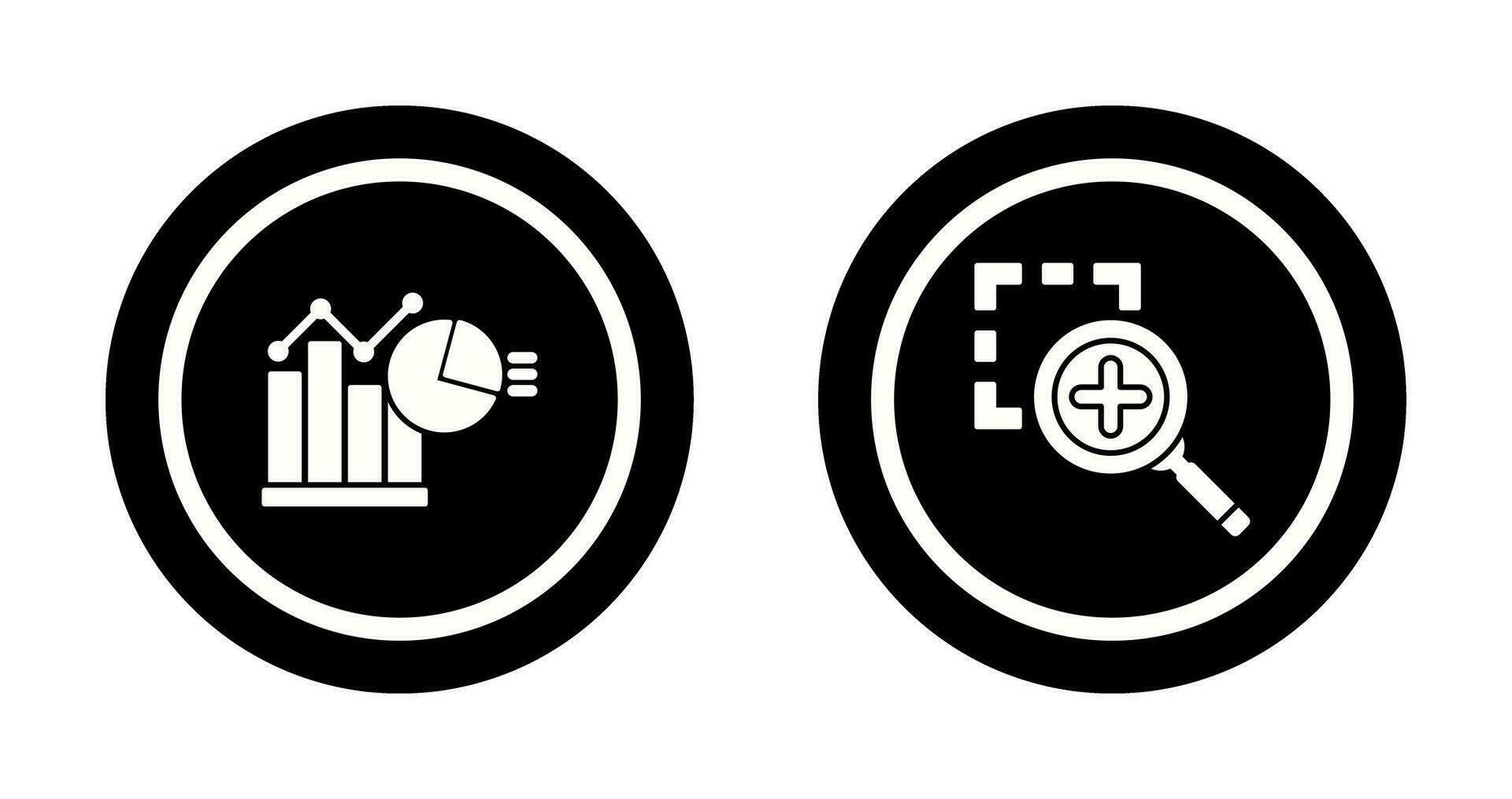 Bar Chat and Zoom In Icon vector