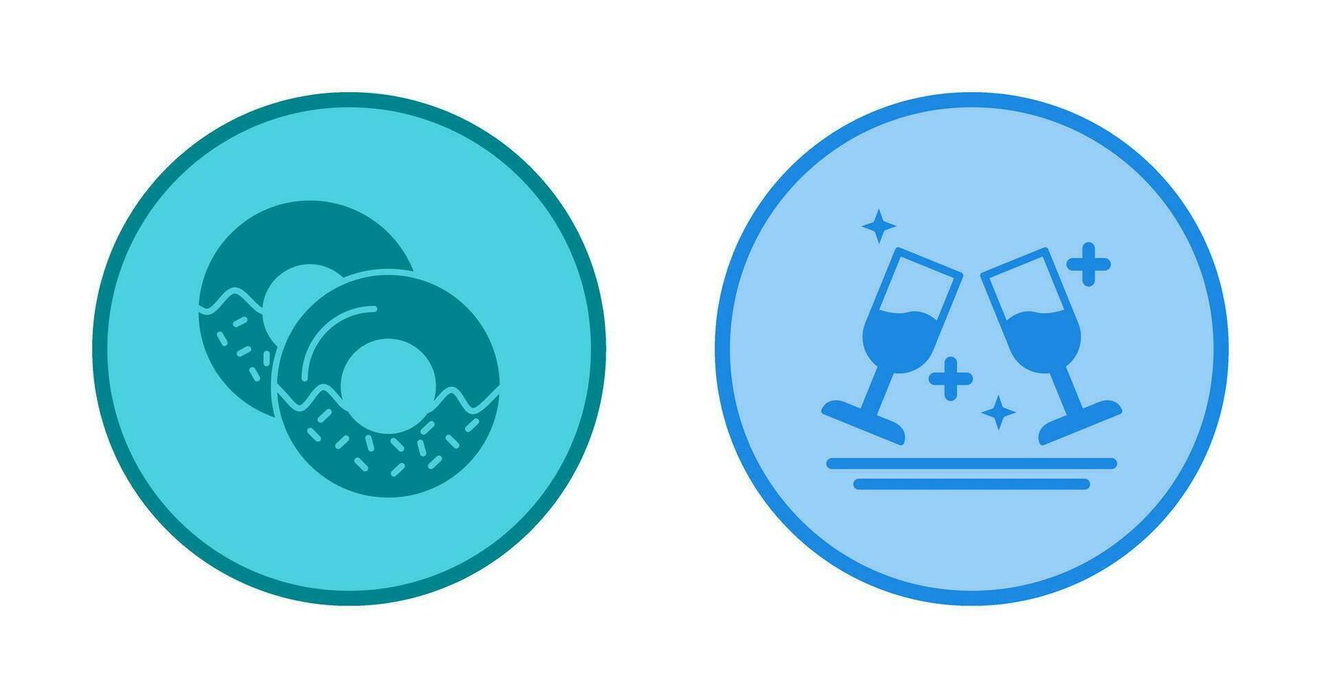 Two Glasses Romantic and Doughnut Icon vector