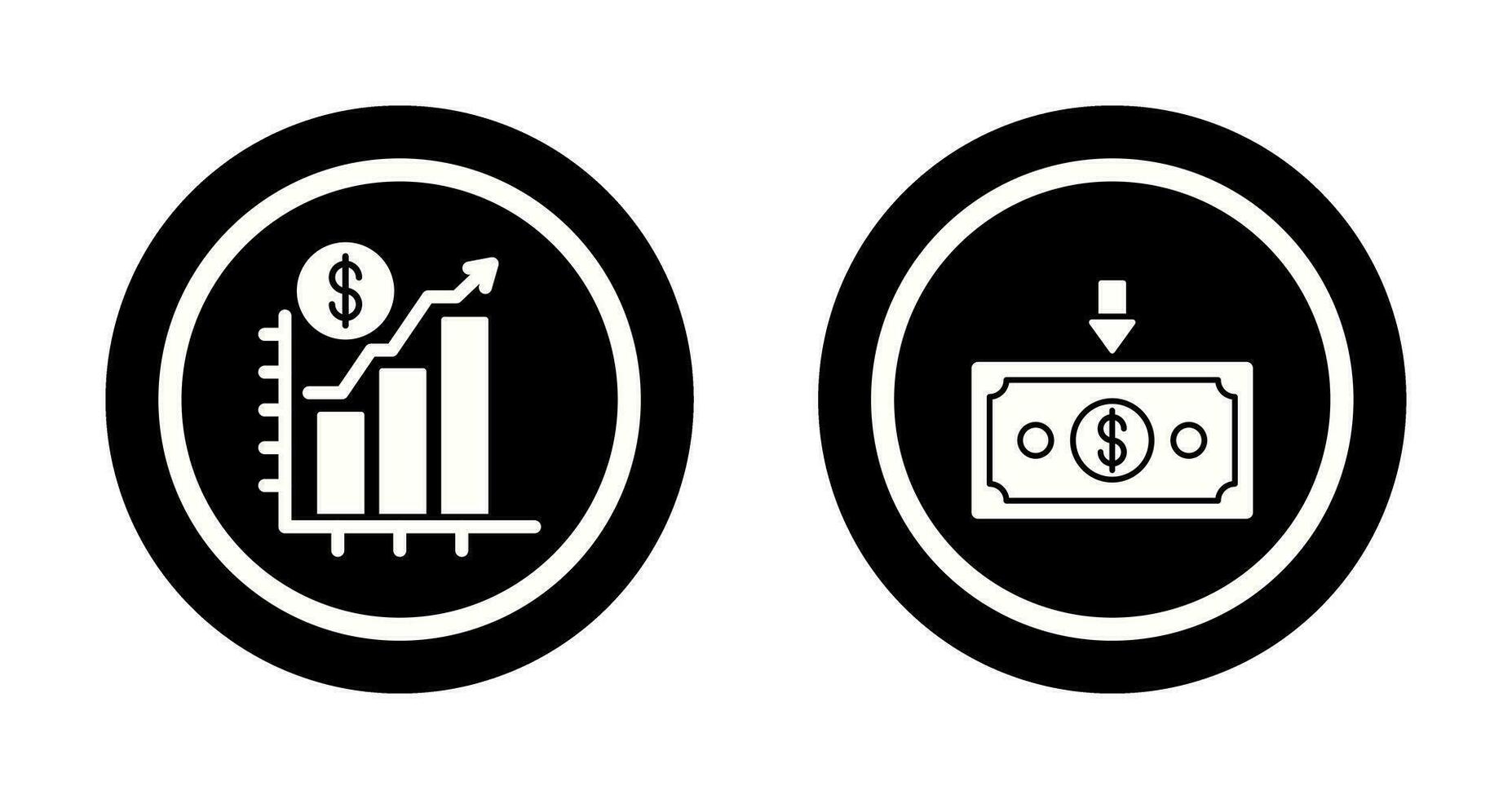 gráfico arriba y dinero abajo icono vector