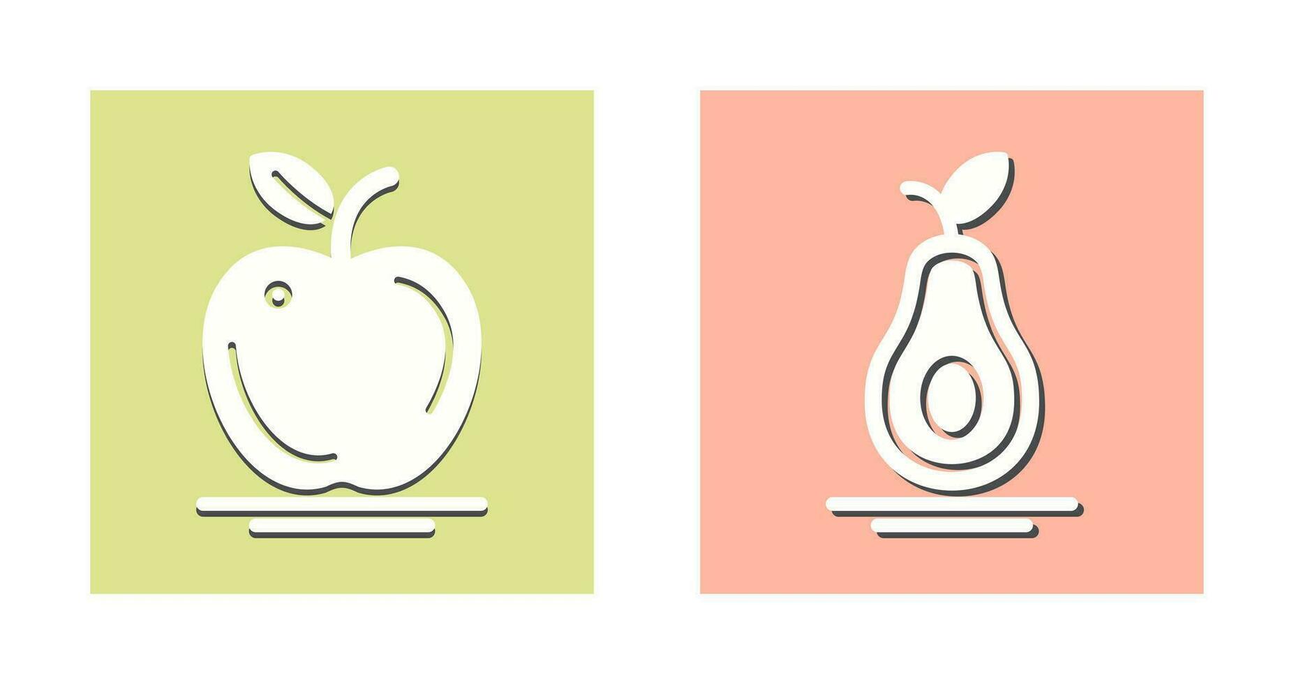 manzana y aguacate icono vector