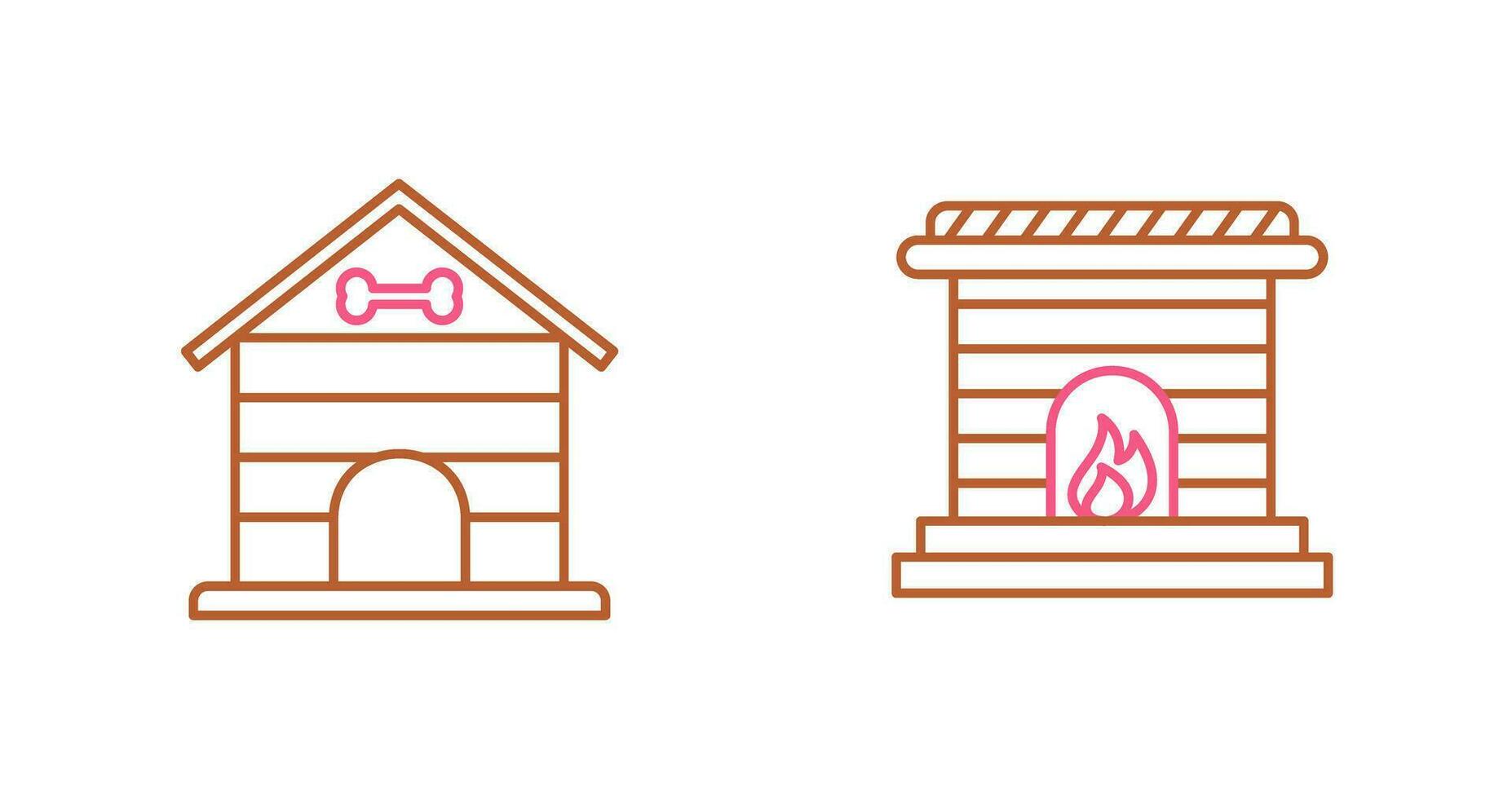 Dog House and Fireplace Icon vector