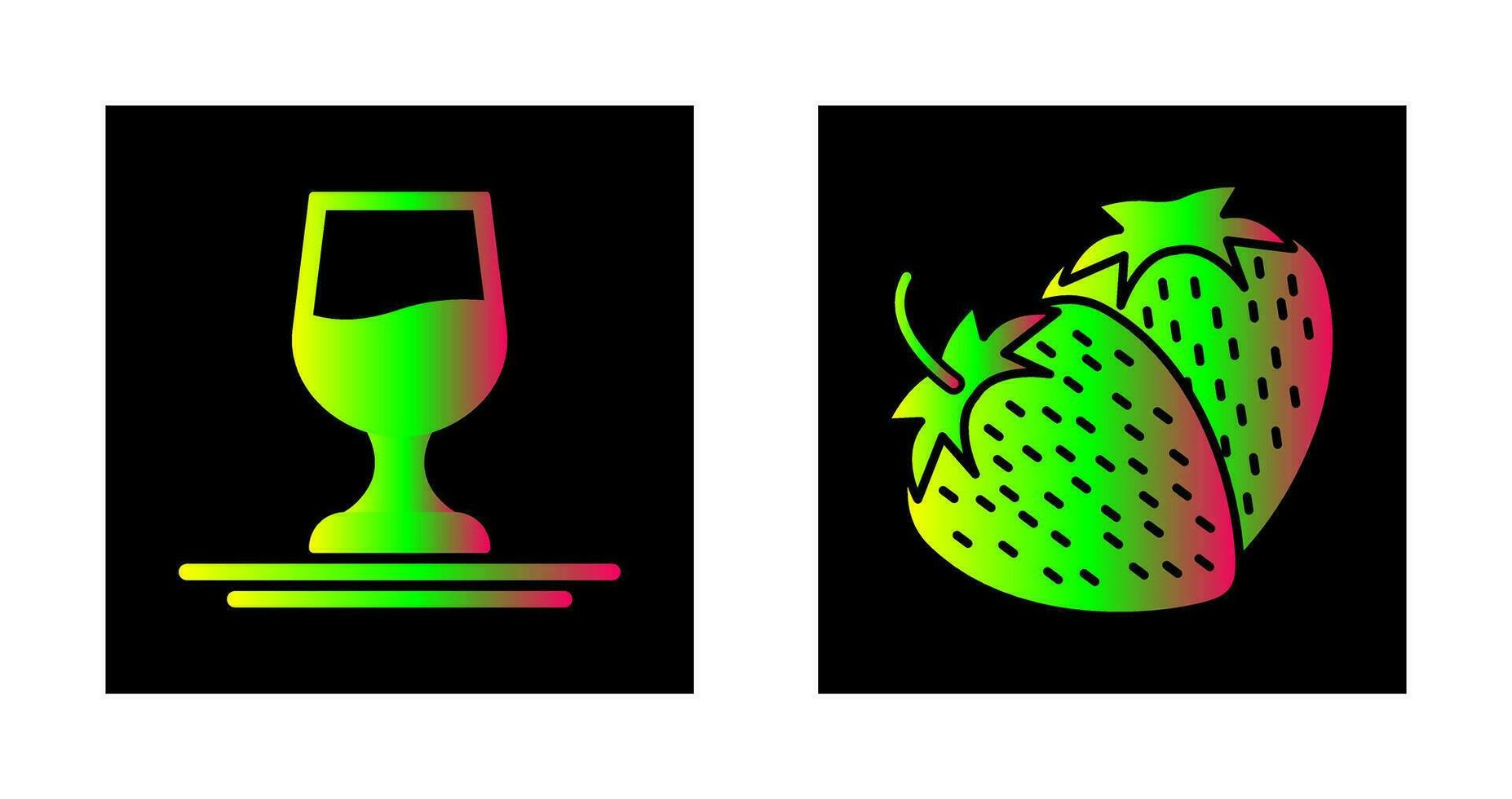 vino y fresa icono vector