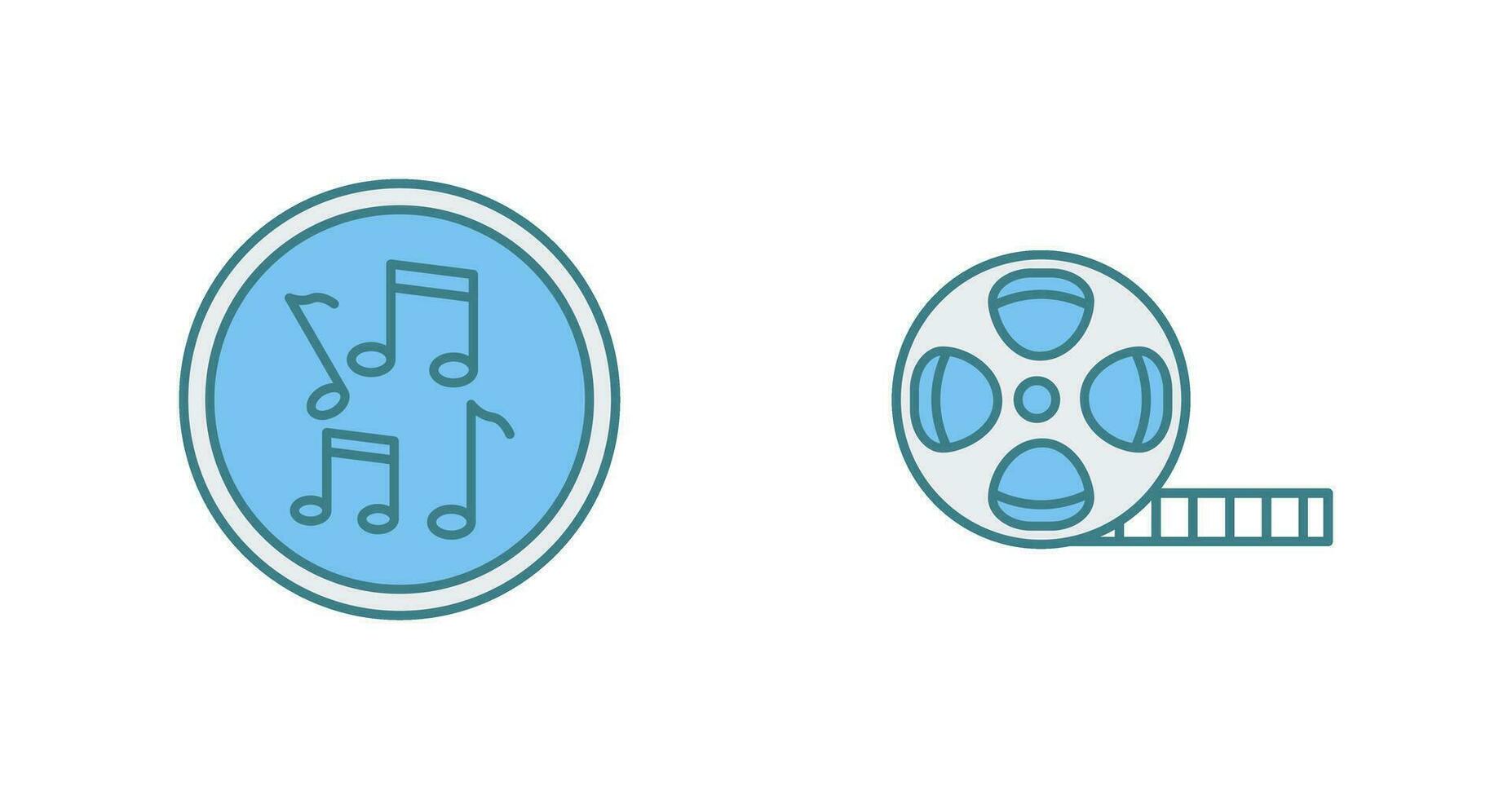 musical notas y película carrete icono vector