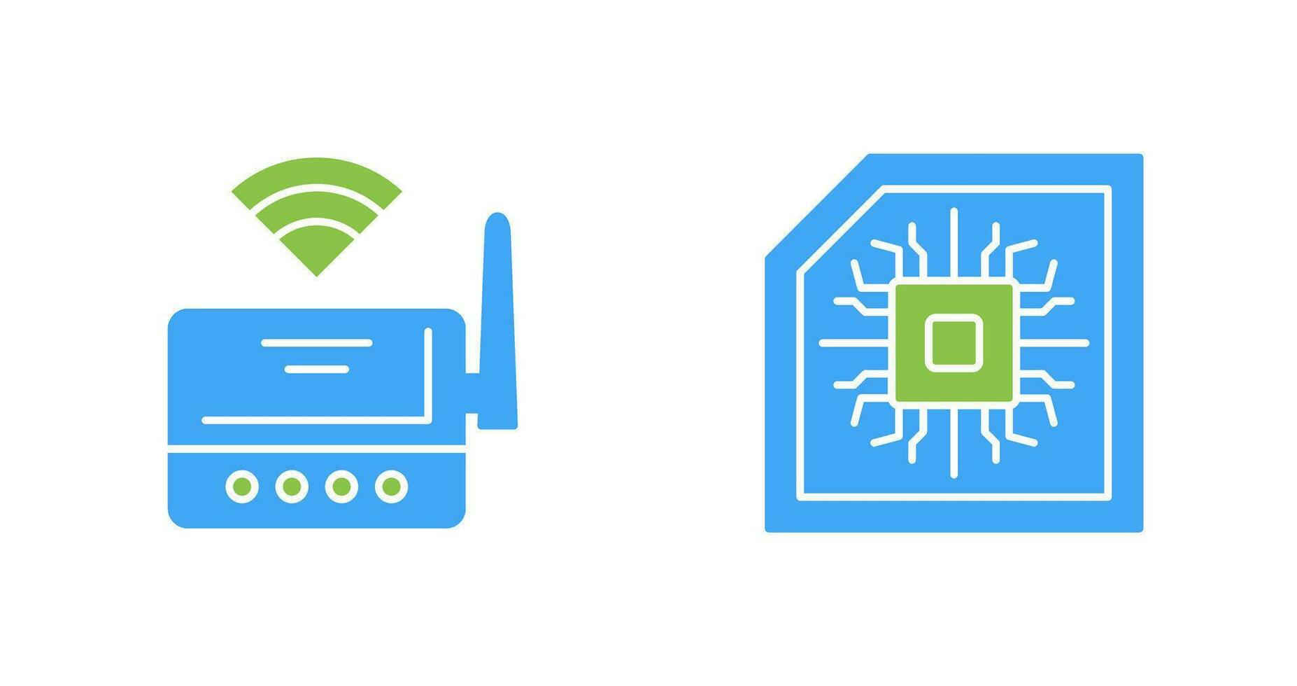 Wifi enrutador y chip icono vector