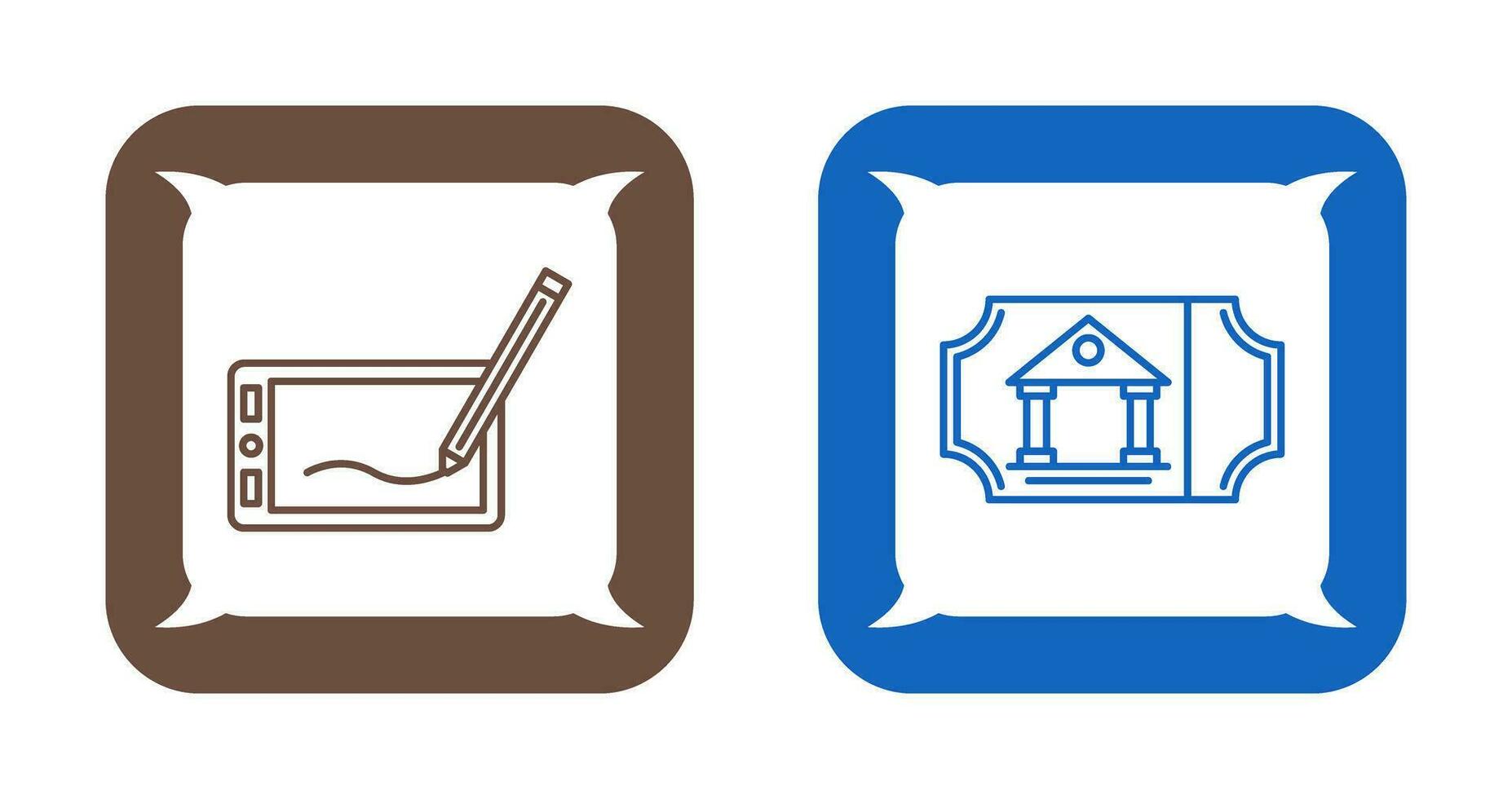 Drawing Tablet and Museum Ticket Icon vector