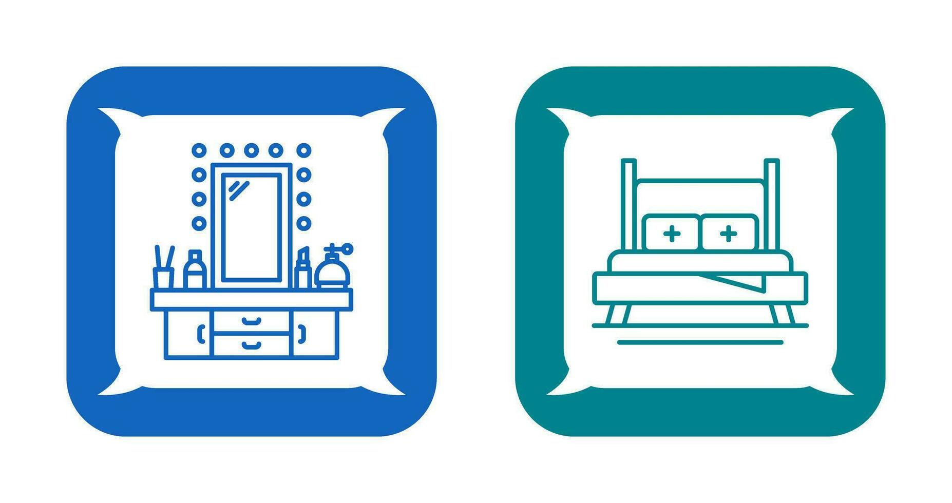 Dressing Table and Bed Icon vector