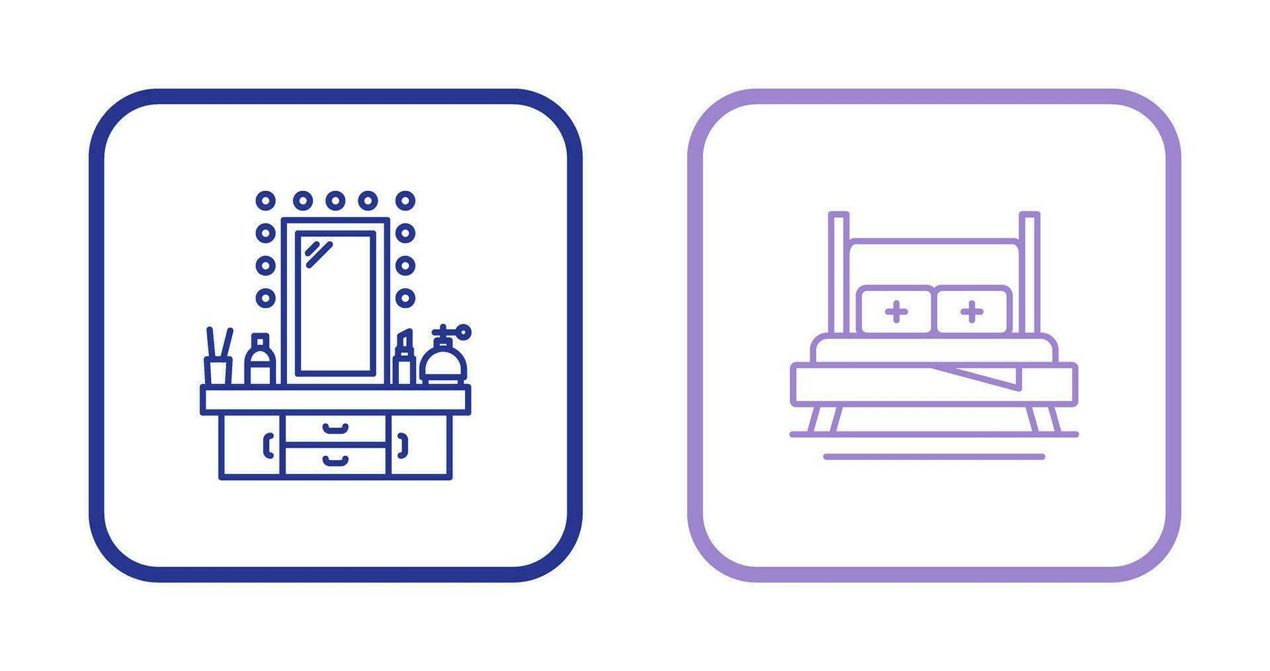 Dressing Table and Bed Icon vector