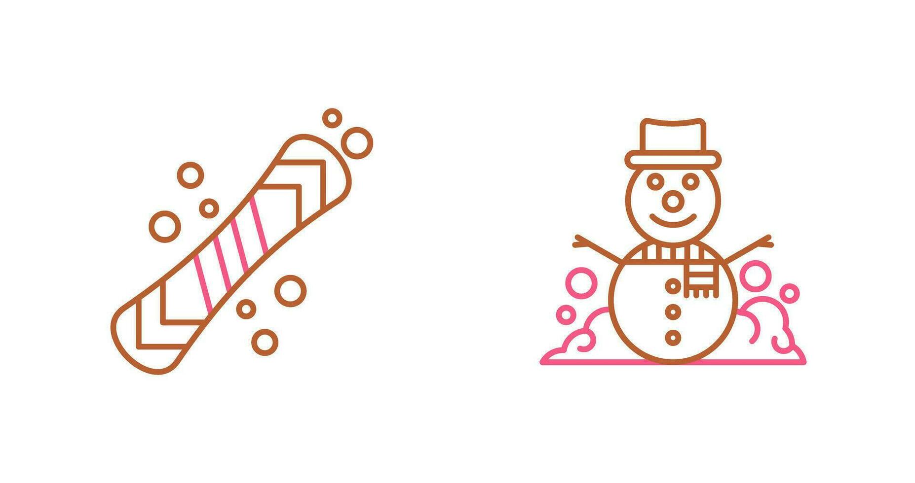 tabla de snowboard y monigote de nieve icono vector
