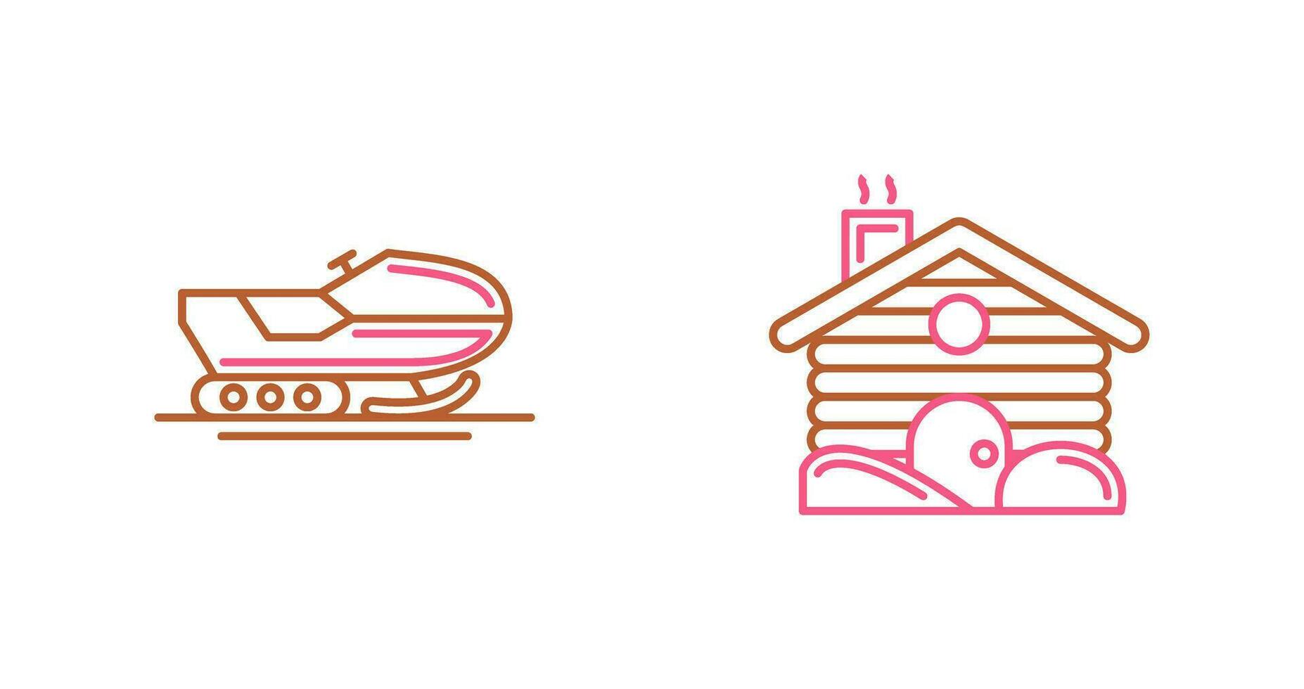 Snowmobile and Cabin Icon vector