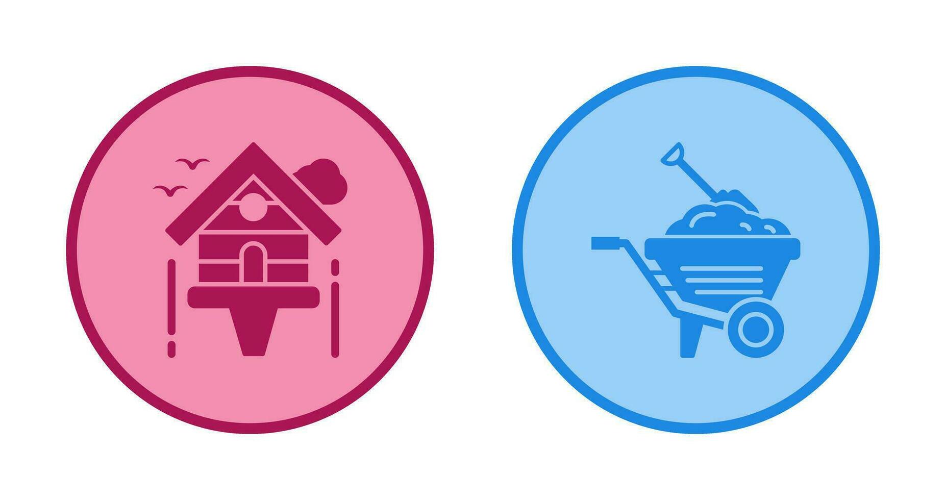 Diging and Birdhouse Icon vector