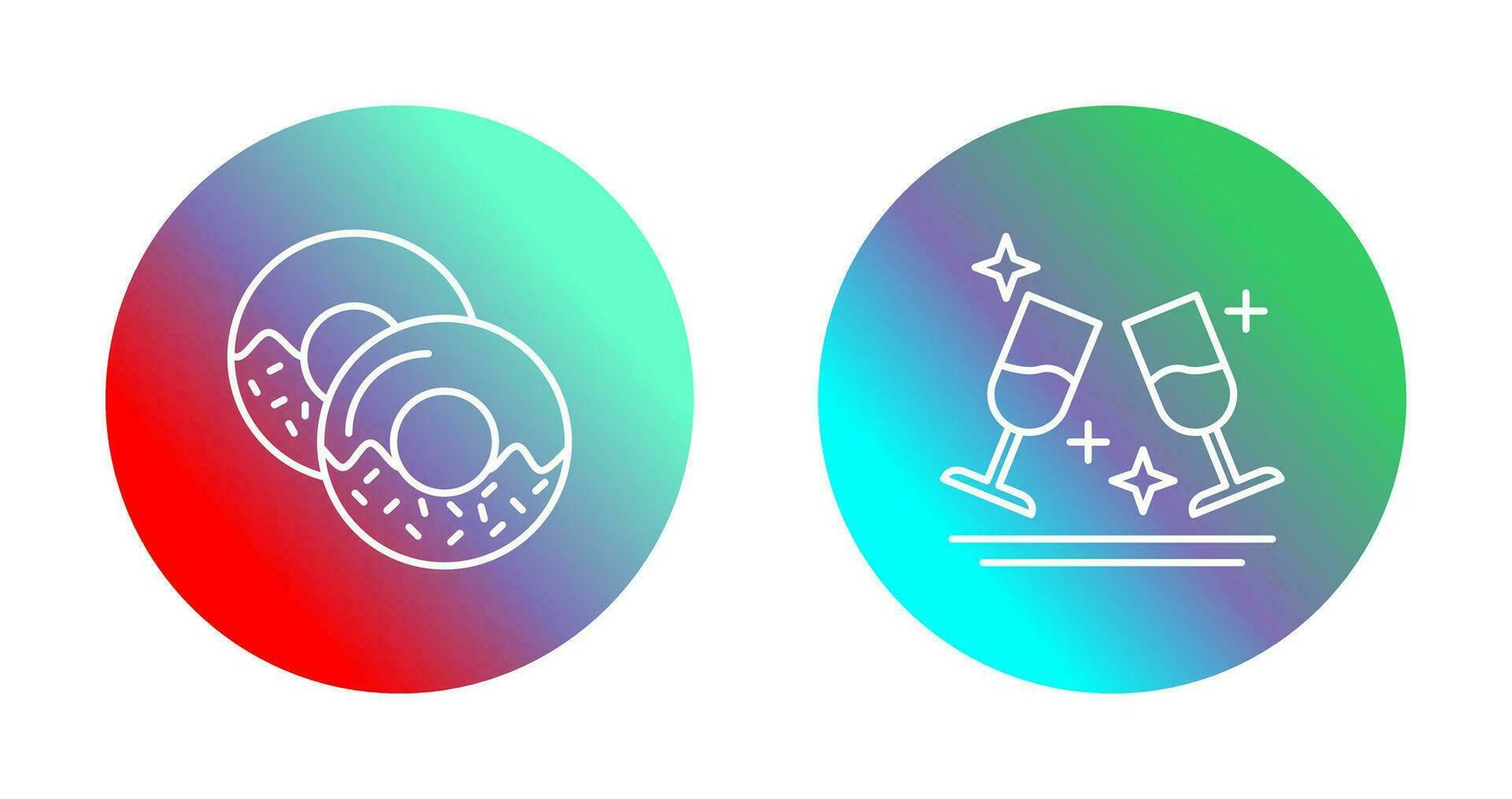 Two Glasses Romantic and Doughnut Icon vector