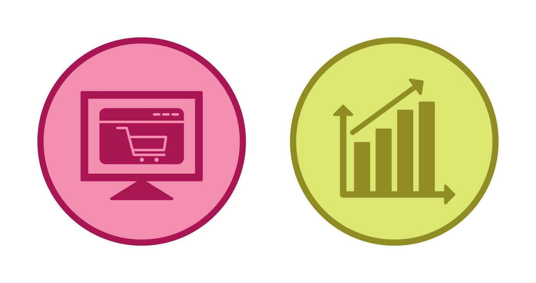 ecommerce website and rising statistics Icon vector