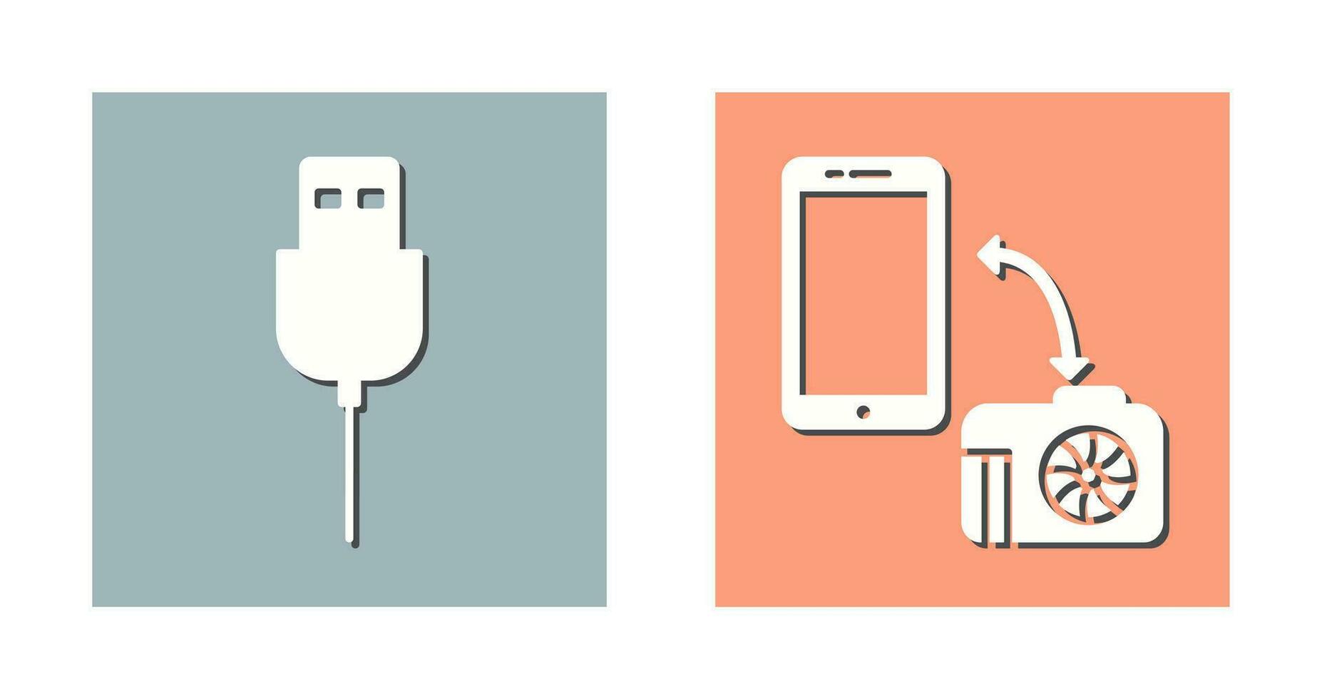 USB cable y transferir imágenes icono vector