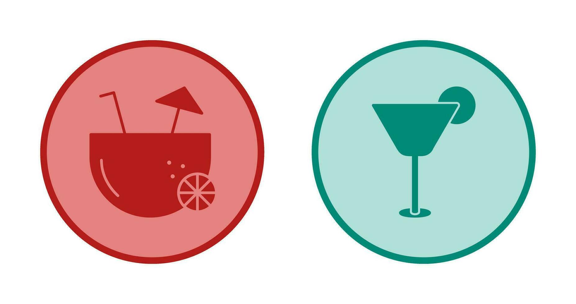coconut drink and cocktail drink  Icon vector