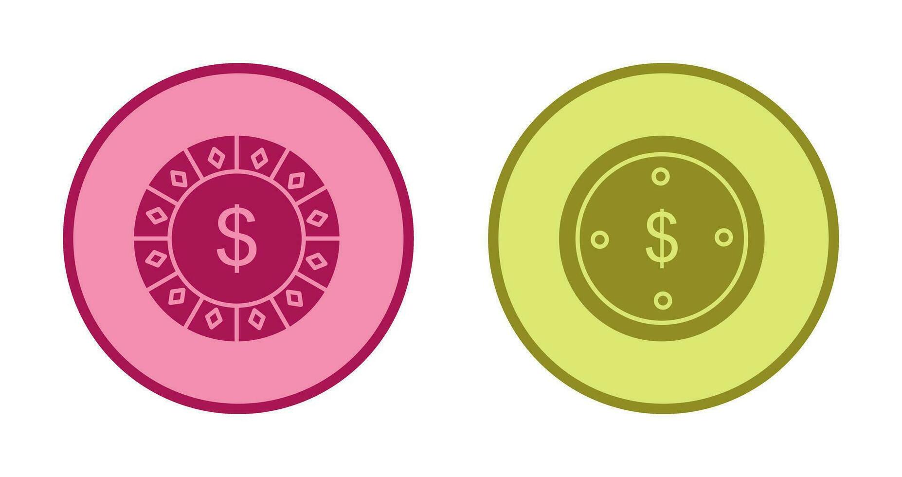 dollar chip and dolllar coin Icon vector