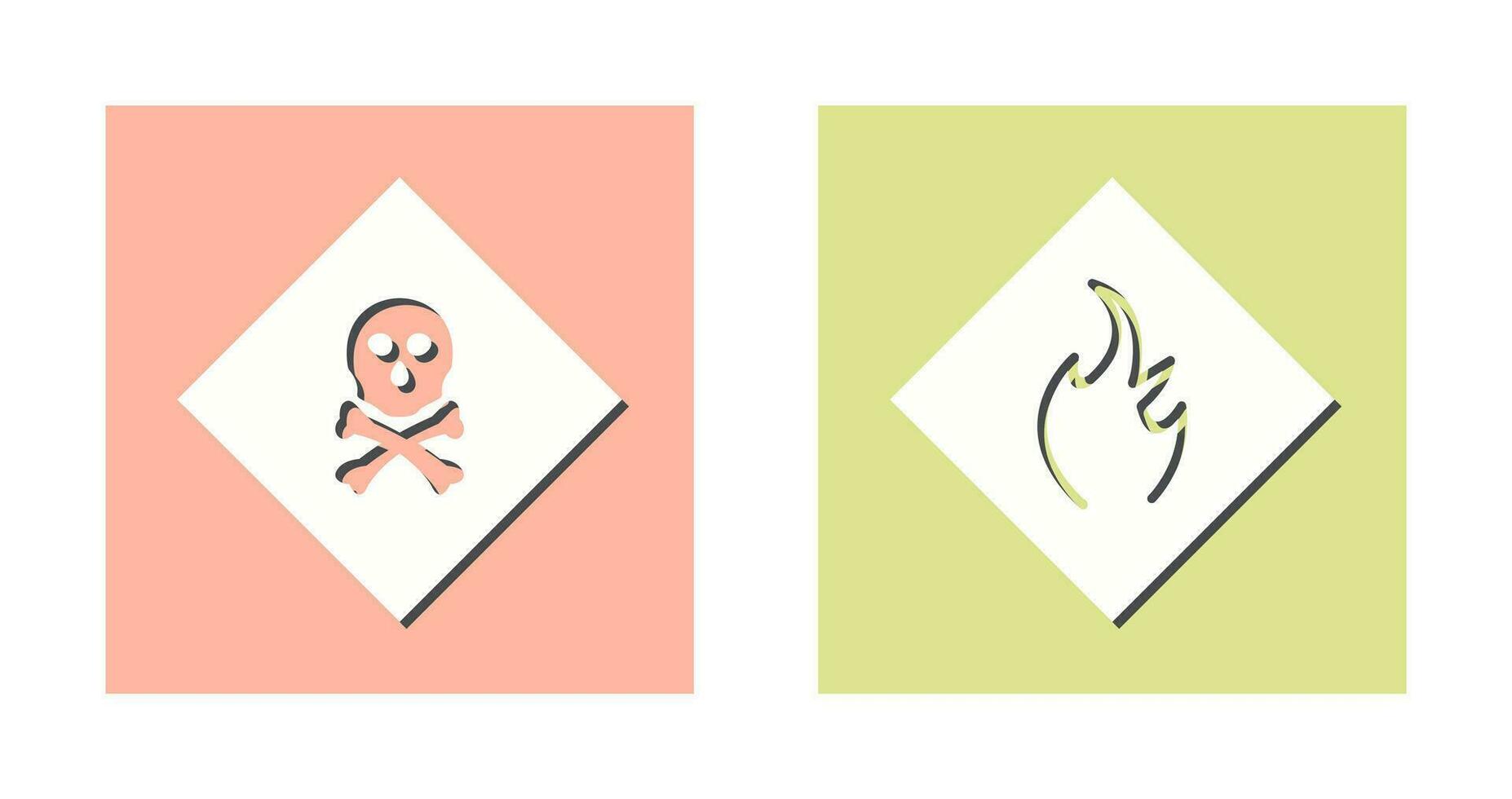 poisonous gas and Danger of flame  Icon vector