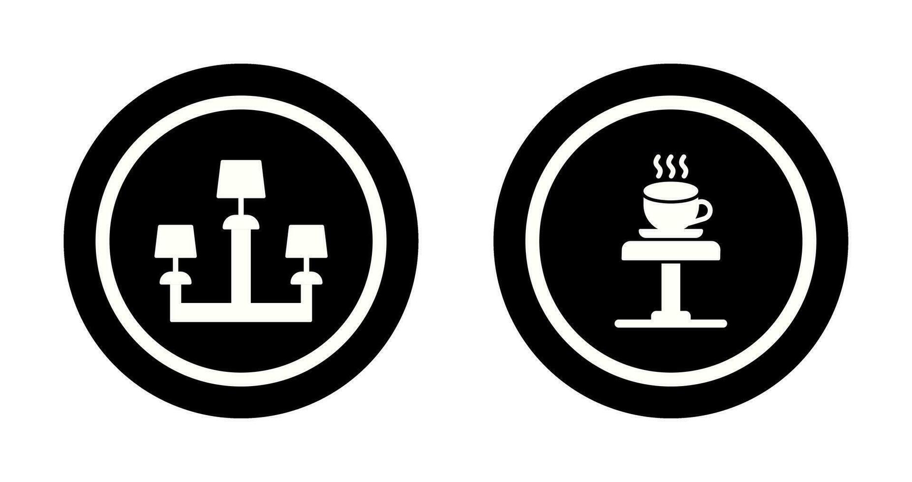 lámpara y café mesa icono vector