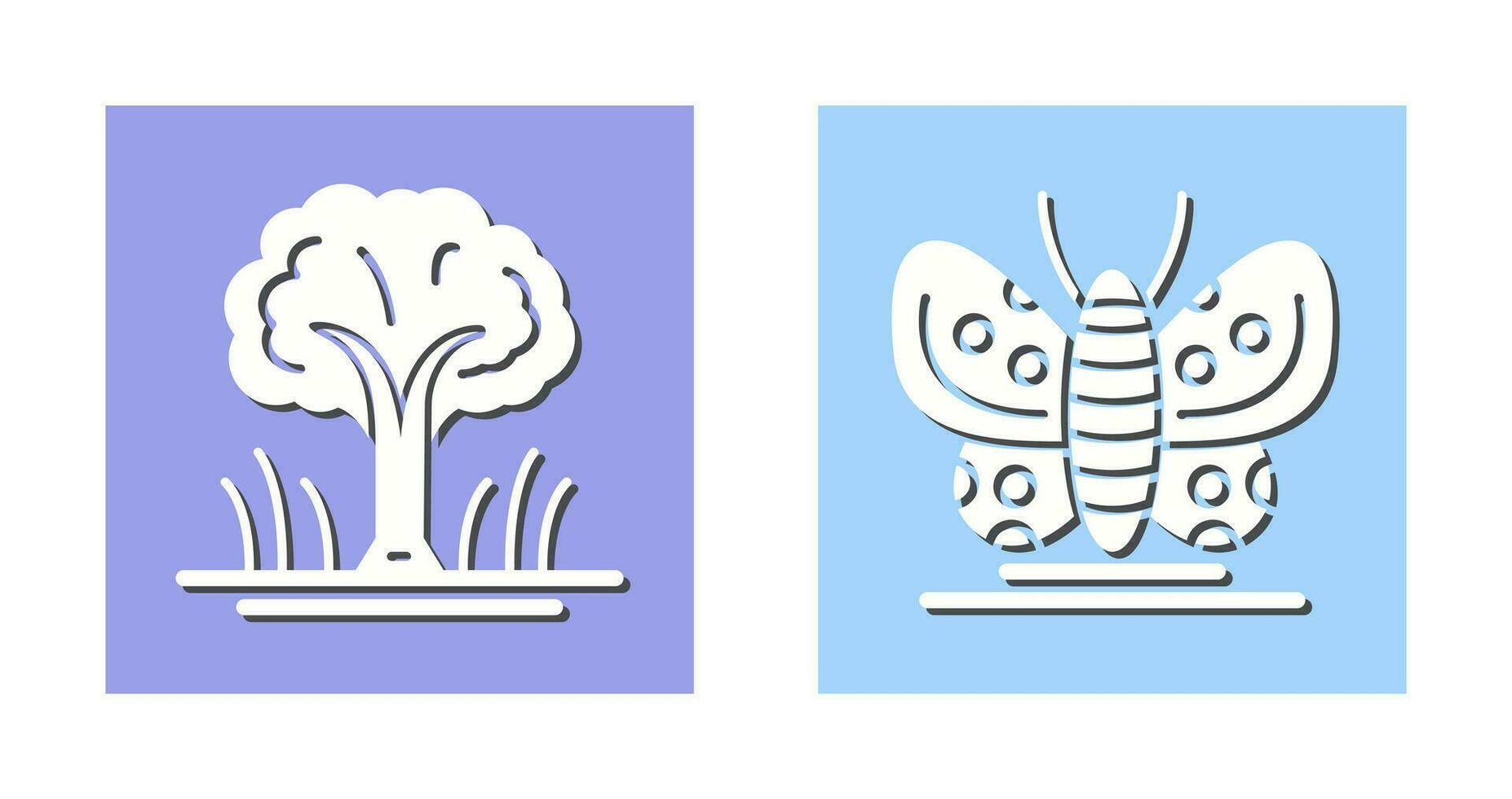 Tree and Butterfly Icon vector