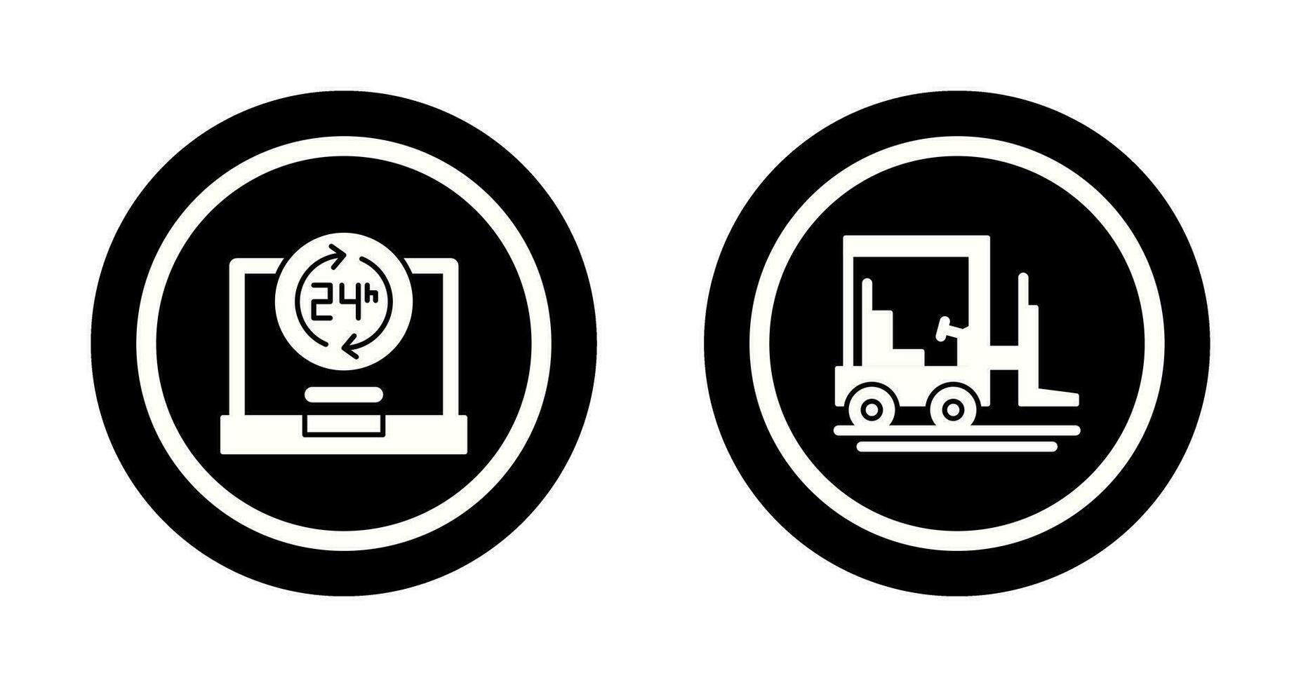 24 hours and forklift Icon vector