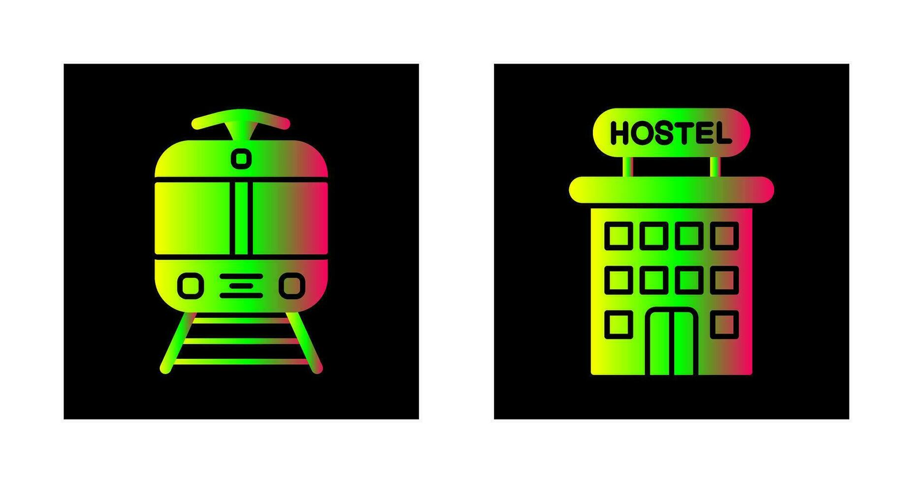 tranvía y Hostal icono vector