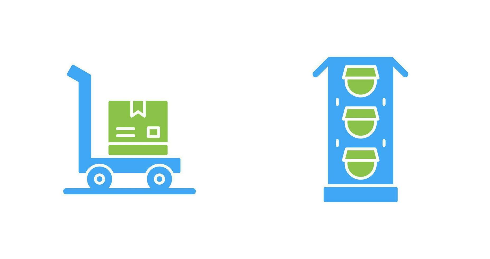 trolly and traffic light  Icon vector