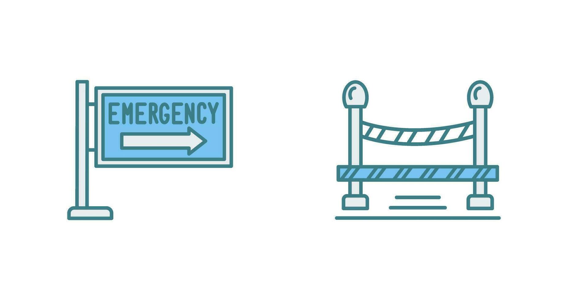Emergency Sign and Do Not Cross Line, Icon vector