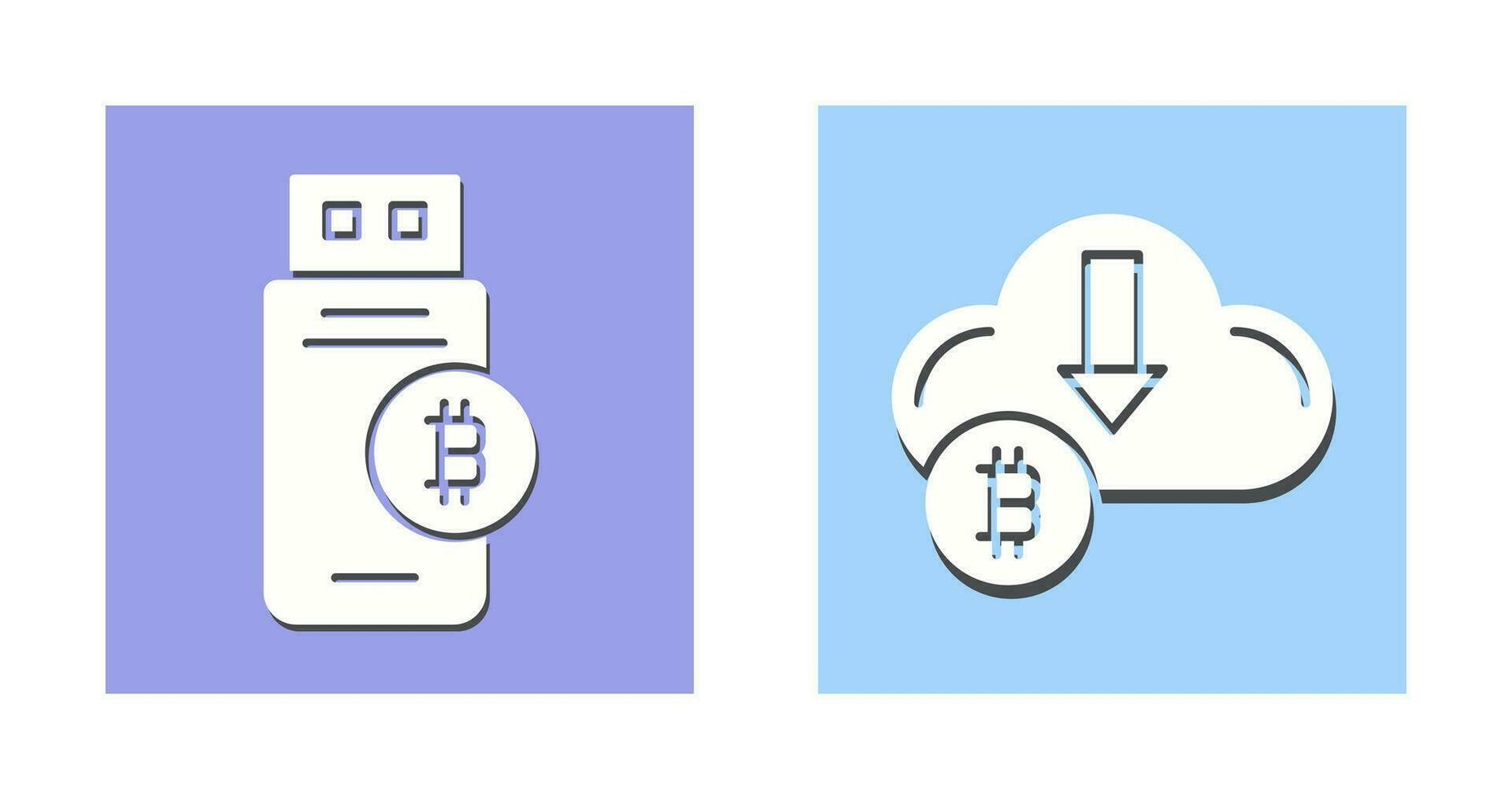 Bitcoin Usb Device and Down Arrow Icon vector