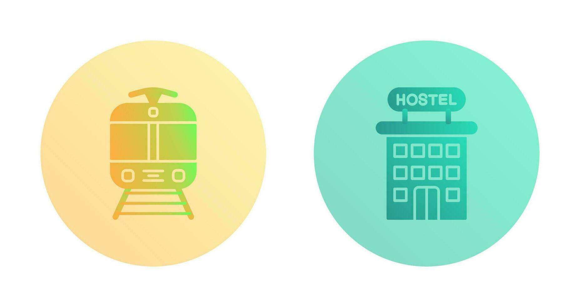 Tram and Hostel Icon vector