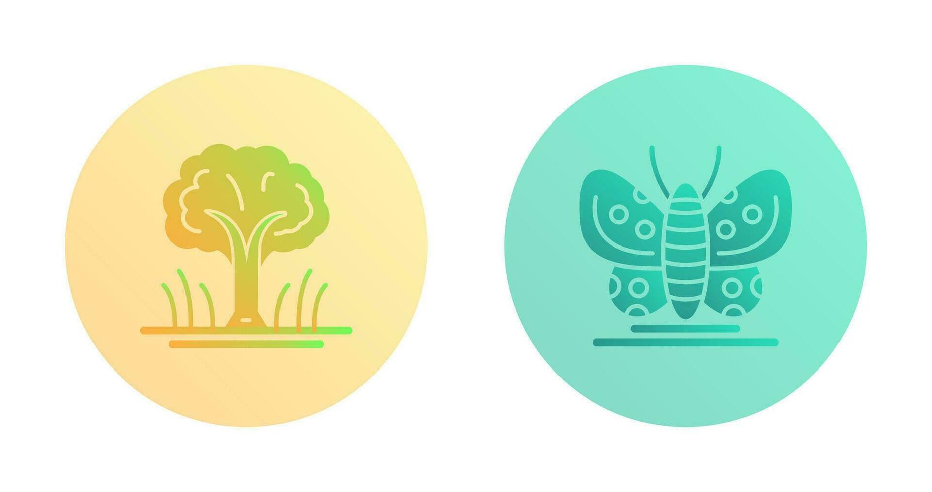 árbol y mariposa icono vector