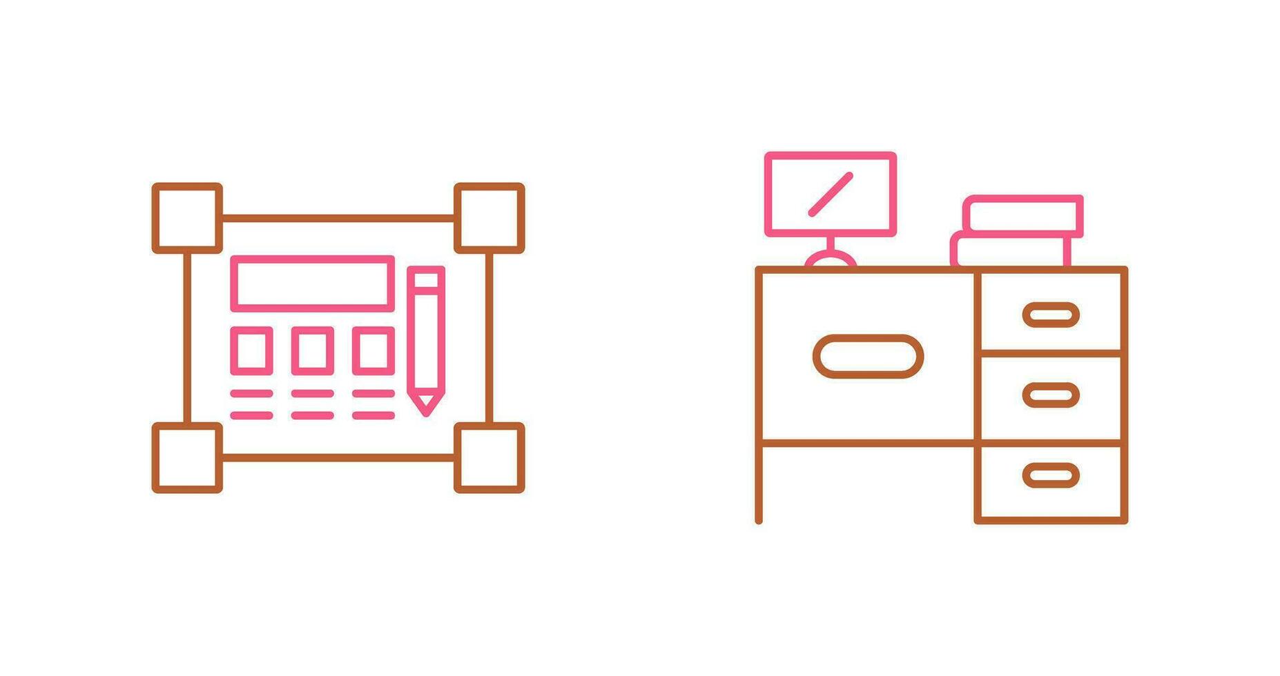 Blueprint and Desk Icon vector
