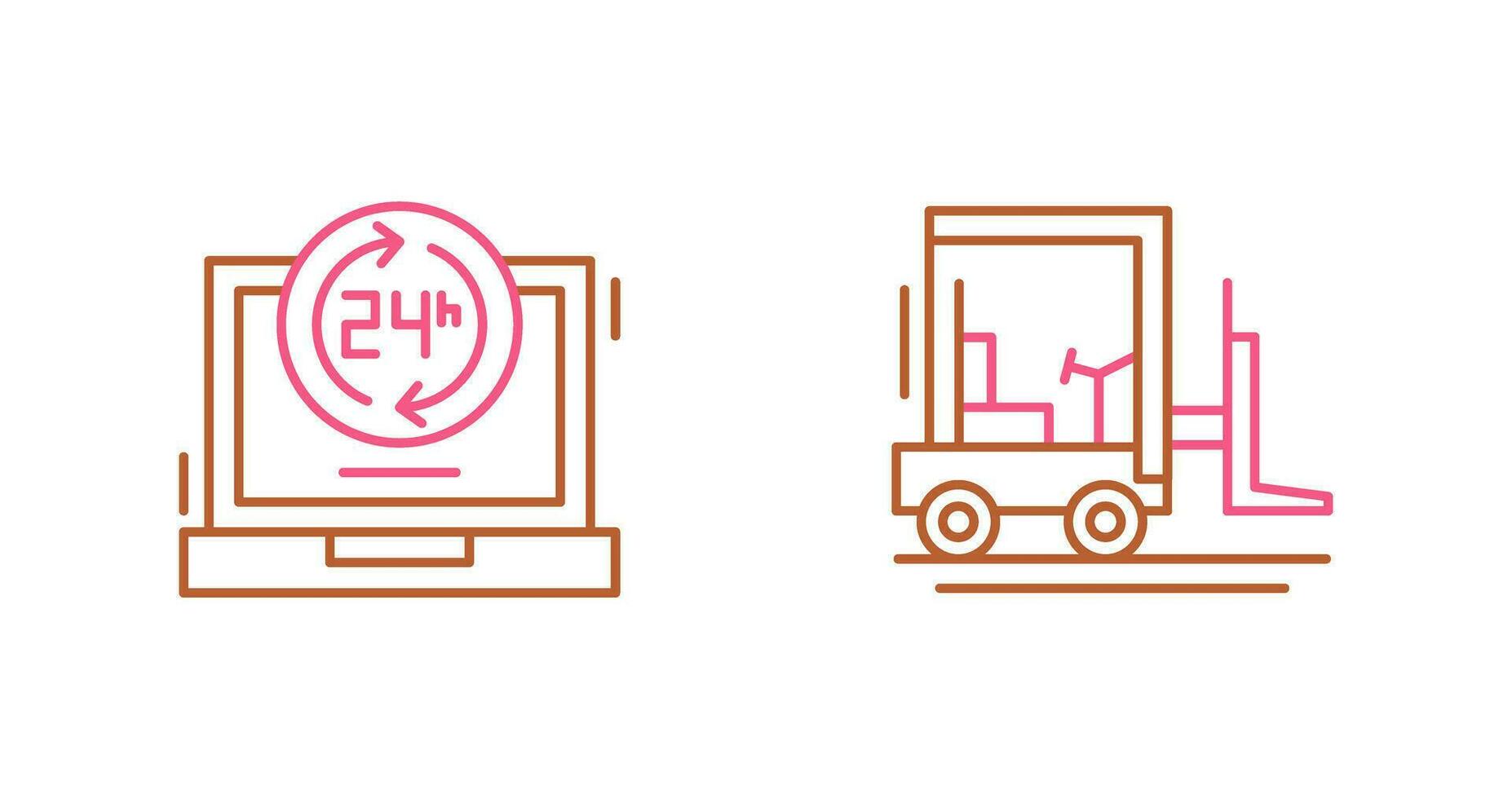 24 hours and forklift Icon vector